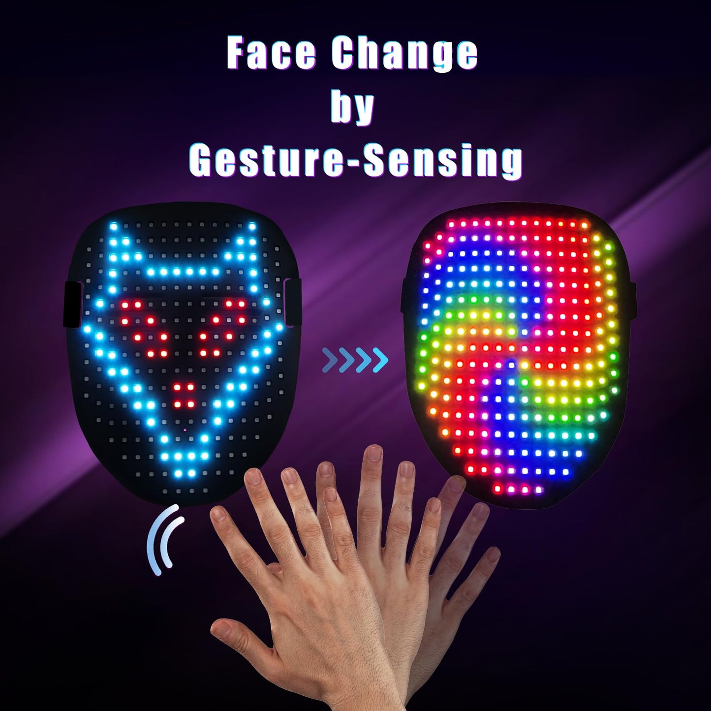 Mr.Pang LED Mask – Gesture-Sensing Light Up Mask for Halloween, Cosplay & Parties