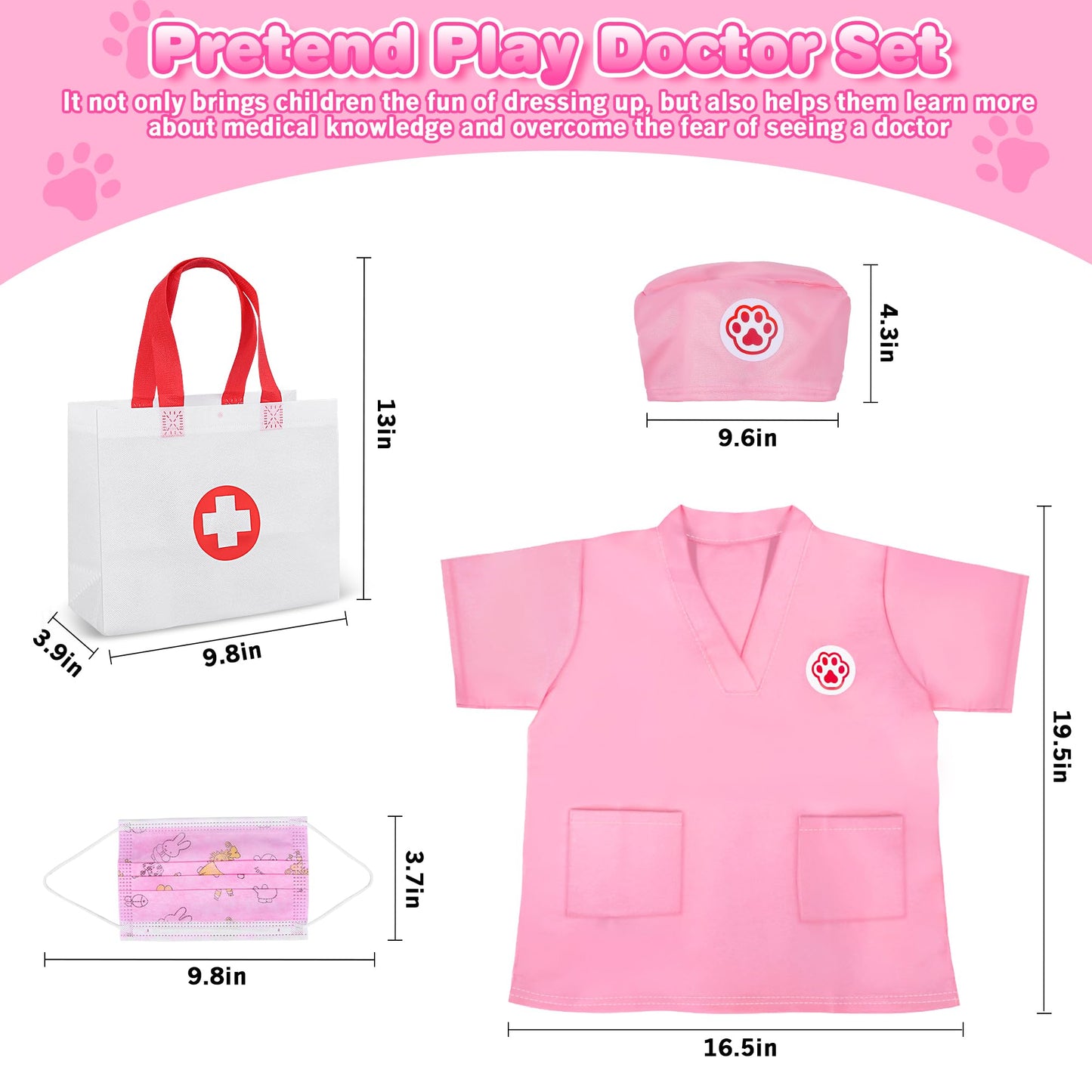MR.TN 33Pcs Pet Doctor Kit for Kids Ages 3-8 – Dress Up Vet Roleplay Set