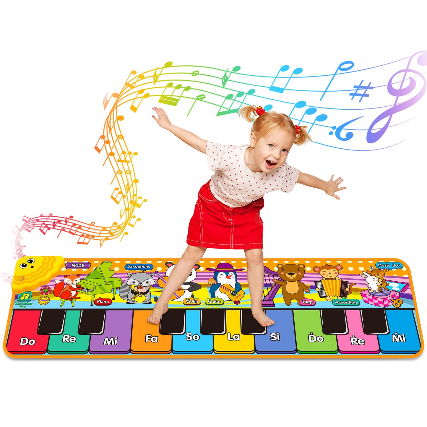 MR.TN Kids Musical Piano Mat — 25 Sounds, 2 Modes, Foldable Floor Playmat for Toddlers