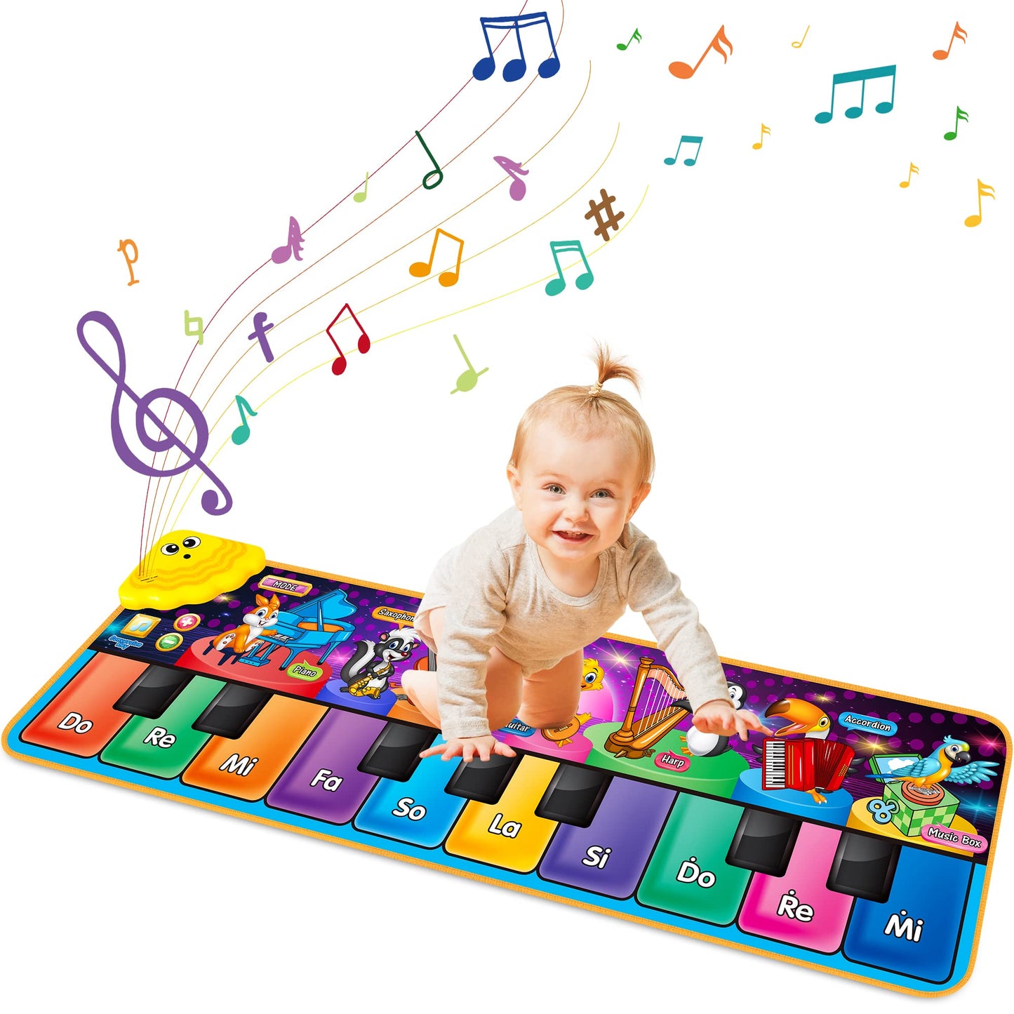 MR.TN Kids Musical Piano Mats – 25 Sounds, 2 Modes, Foldable Floor Playmat