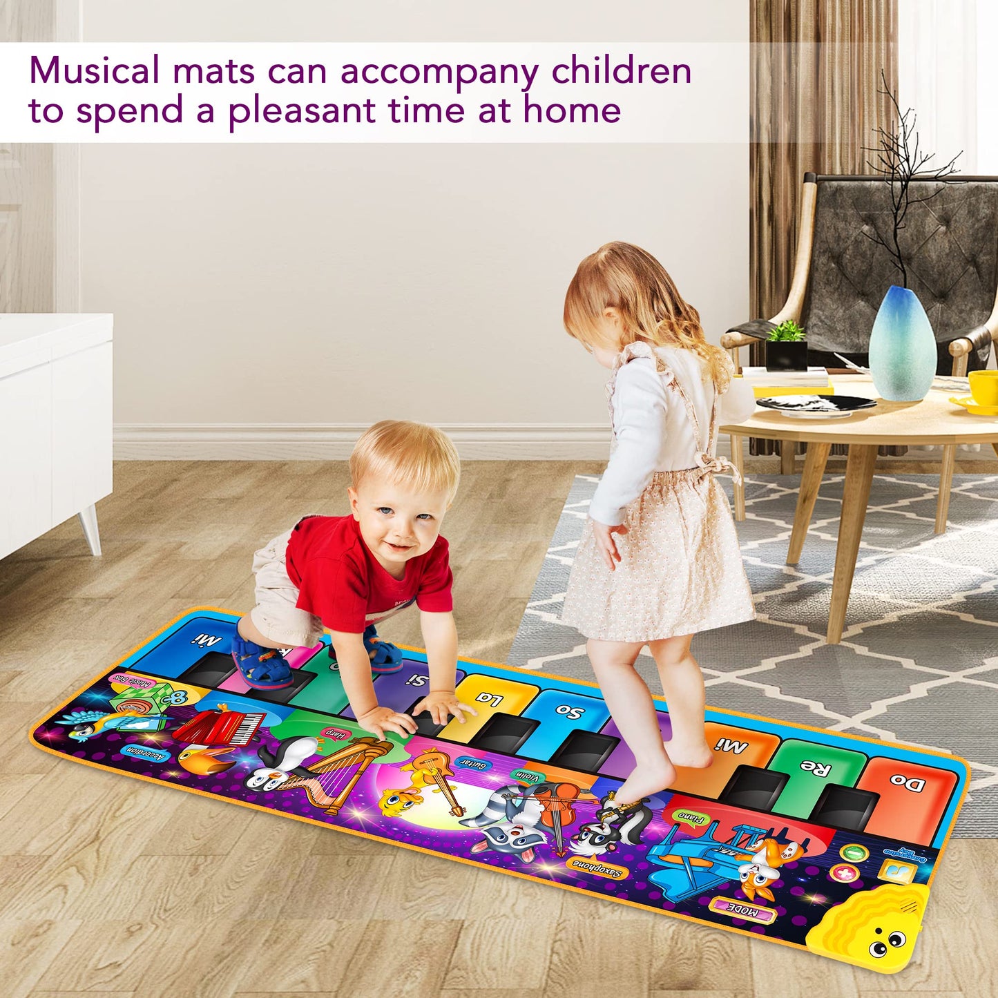 MR.TN Kids Musical Piano Mats – 25 Sounds, 2 Modes, Foldable Floor Playmat