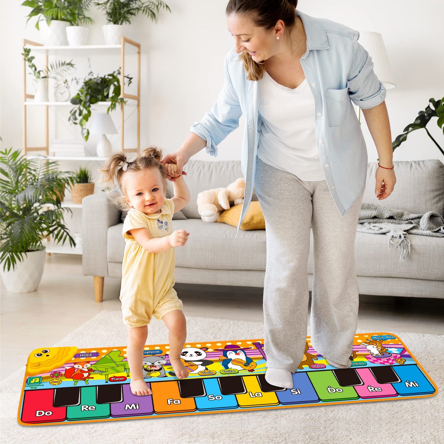 MR.TN Kids Musical Piano Mat — 25 Sounds, 2 Modes, Foldable Floor Playmat for Toddlers