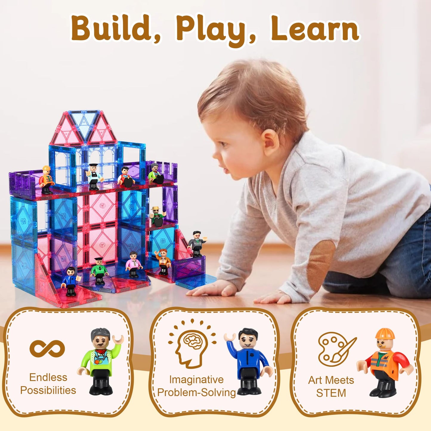 Mruikeny 15-Piece Magnetic Figures for Kids | STEM Magnetic Toys for Ages 3–7+