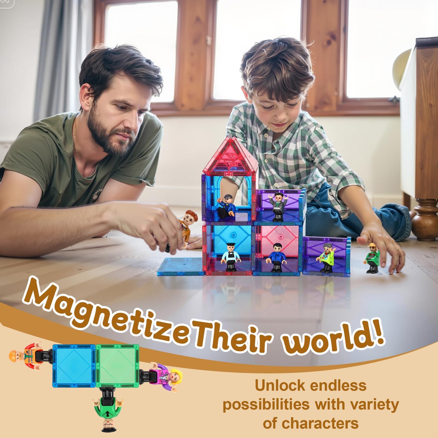 Mruikeny 15-Piece Magnetic Figures for Kids | STEM Magnetic Toys for Ages 3–7+