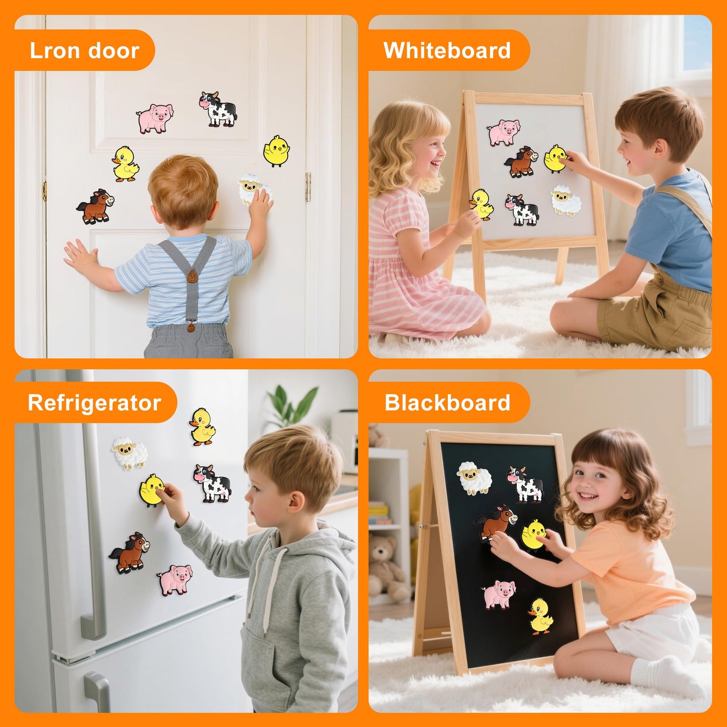 Mruikeny Refrigerator Magnets for Kids - Large 3D Farm Animals for Toddlers 1-3