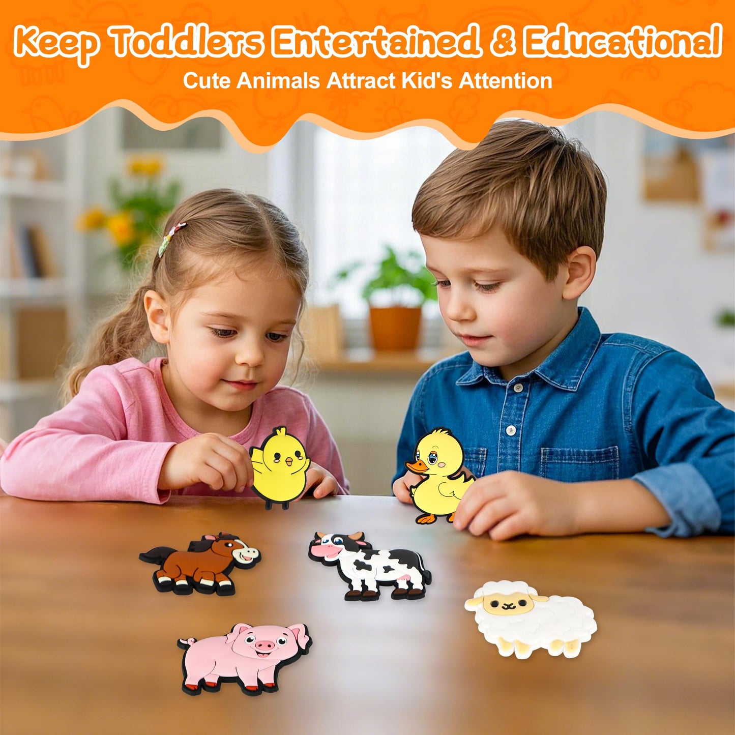 Mruikeny Refrigerator Magnets for Kids - Large 3D Farm Animals for Toddlers 1-3