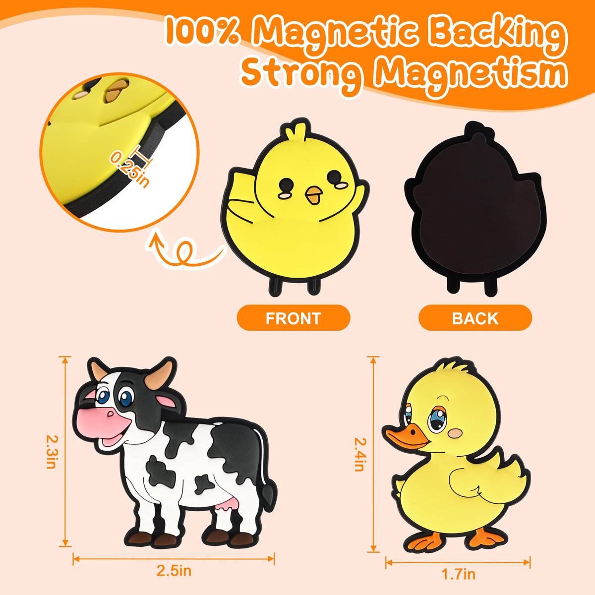Mruikeny Refrigerator Magnets for Kids - Large 3D Farm Animals for Toddlers 1-3