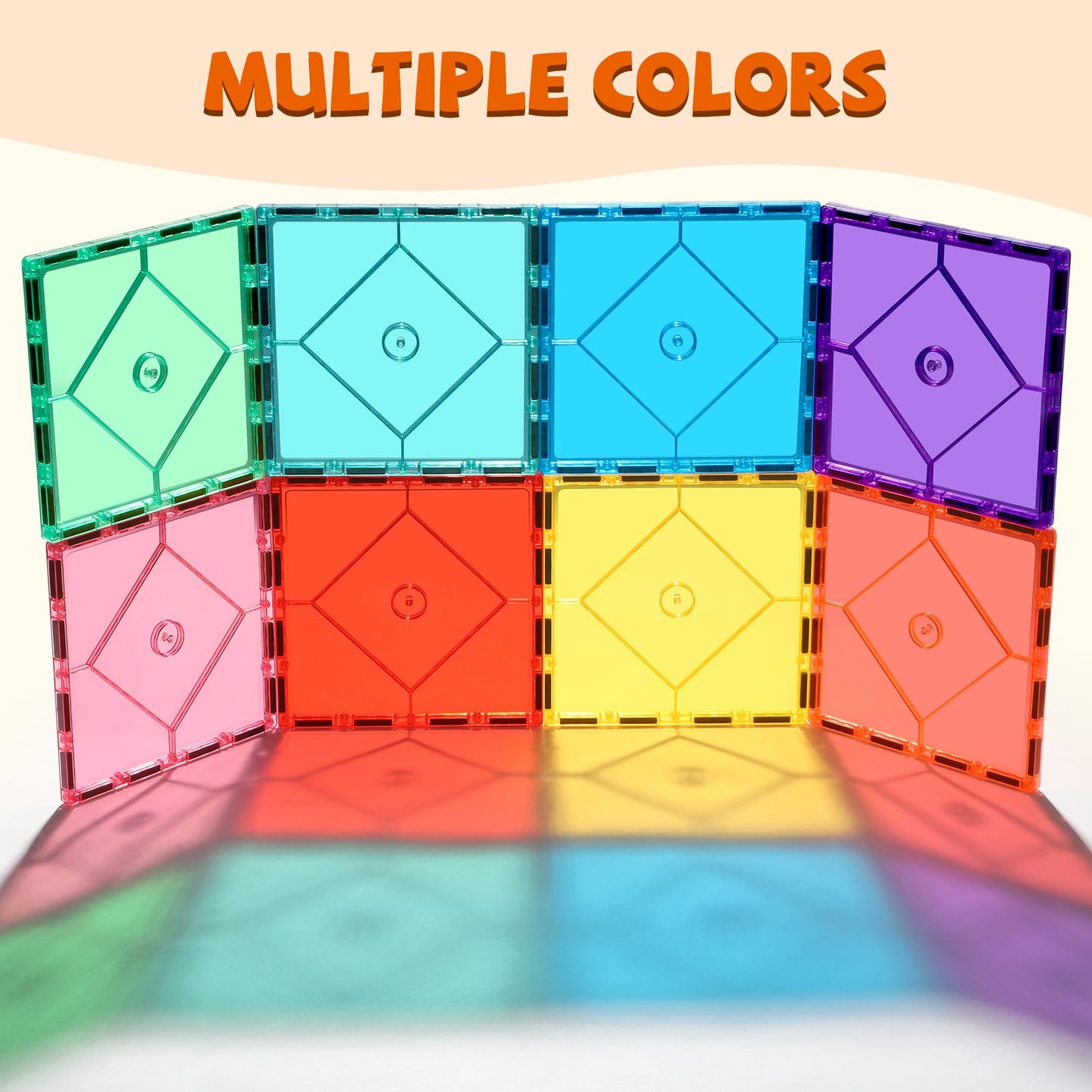 Mruikeny 8 Piece Large Square Magnetic Tiles – STEM Building Set for Kids 3-8