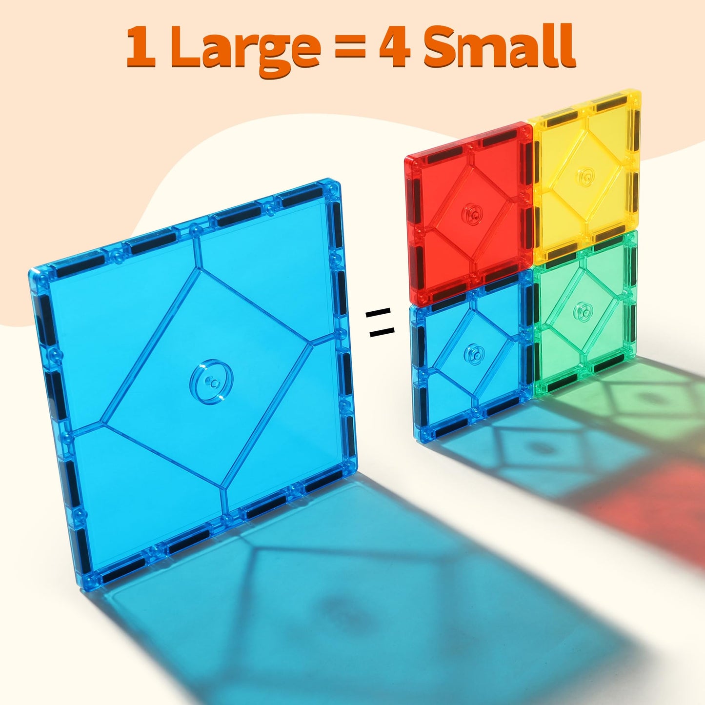 Mruikeny 8 Piece Large Square Magnetic Tiles – STEM Building Set for Kids 3-8