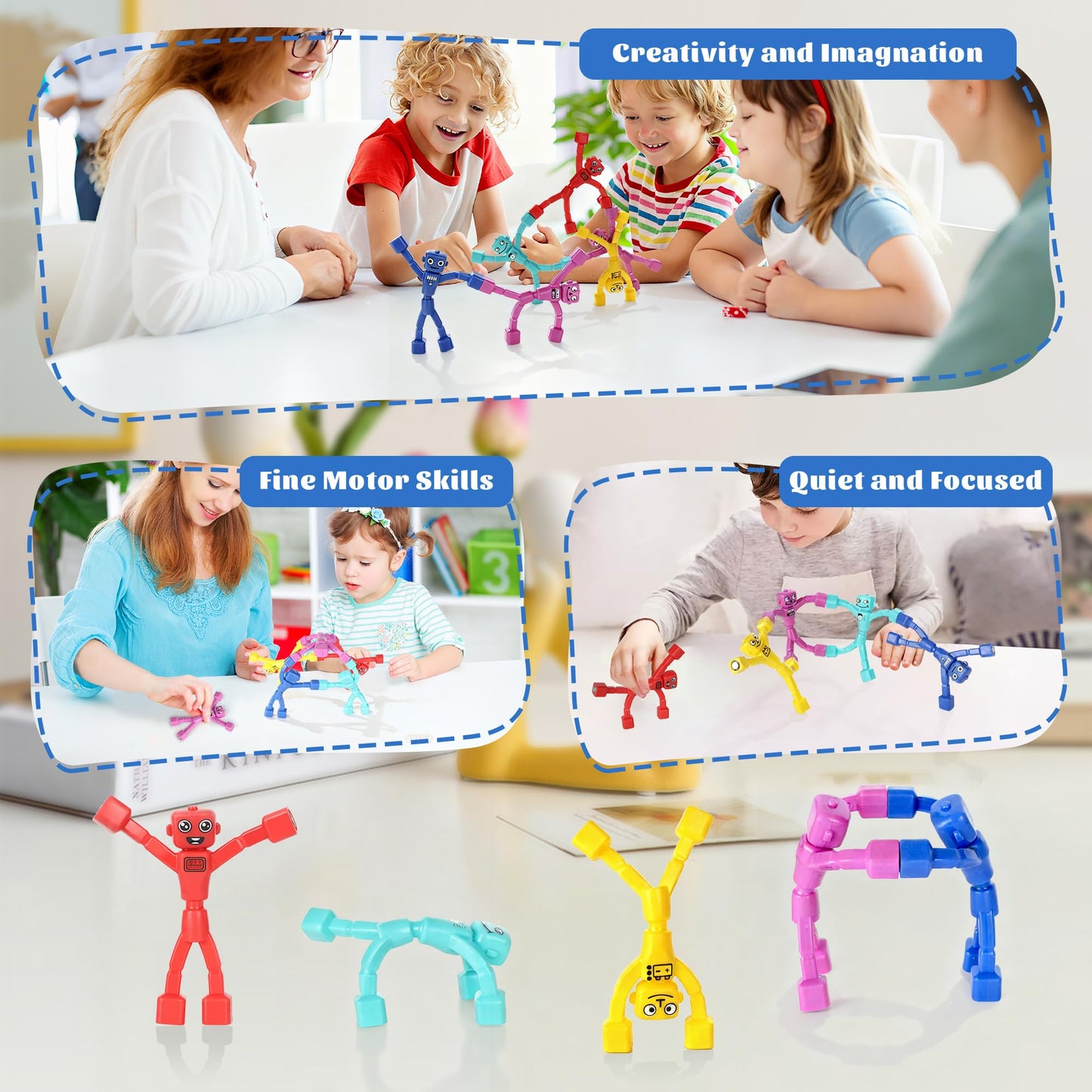 Mruikeny Magnetic Robot Men – 5-Pack Travel Fidget Toys for Kids & Adults
