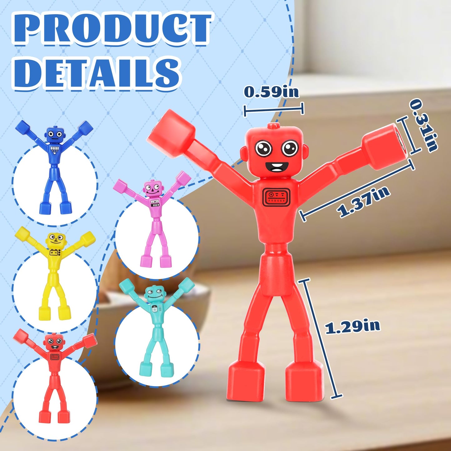 Mruikeny Magnetic Robot Men – 5-Pack Travel Fidget Toys for Kids & Adults