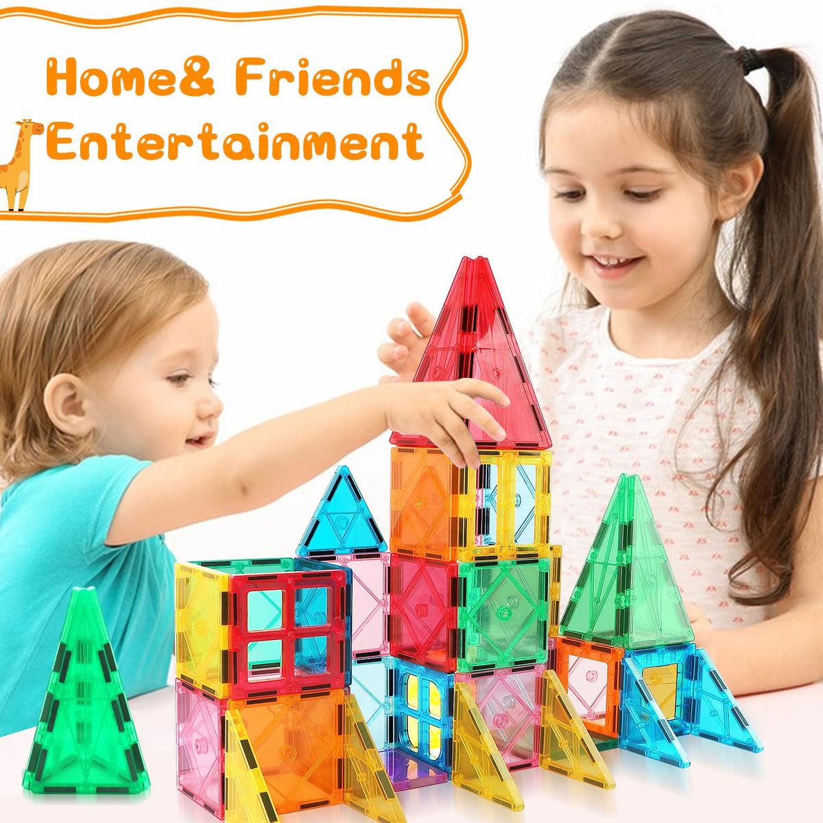 Mruikeny Magnetic Tiles – Colorful STEM Building Toys for Kids 3-8