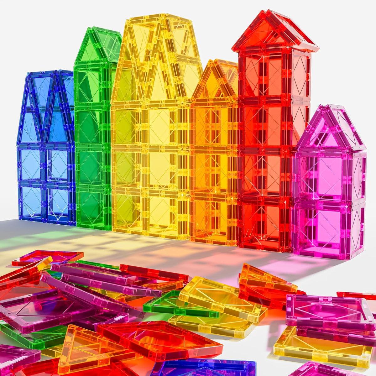 Mruikeny Magnetic Tiles – Colorful STEM Building Toys for Kids 3-8