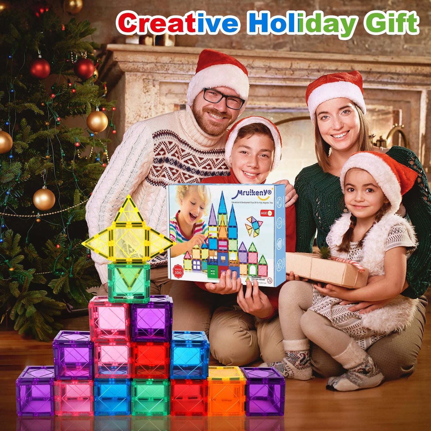 Mruikeny 100PCS Magnetic Tiles – STEM Building Set for Kids 3-8 | Sensory Montessori Toy
