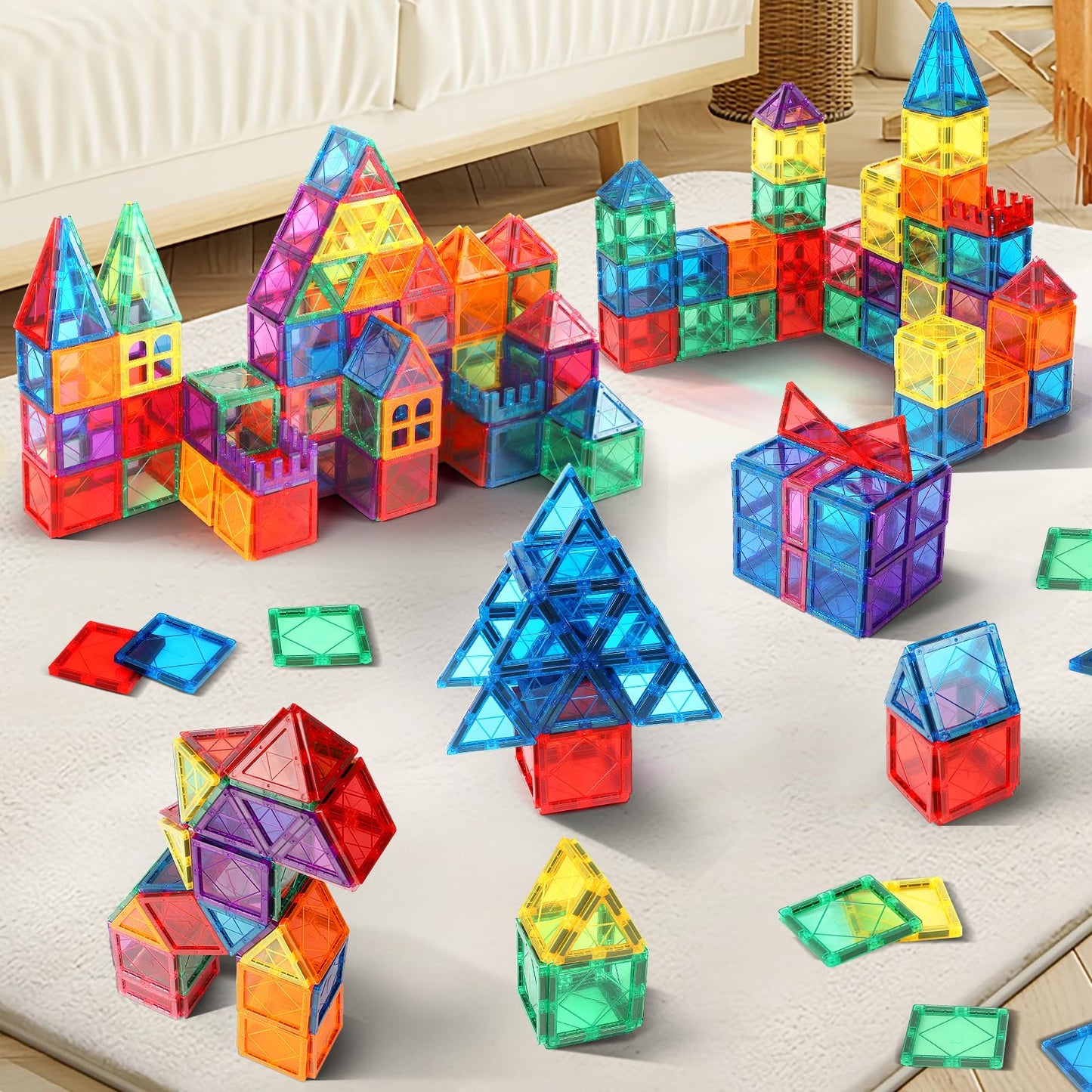 Mruikeny 100PCS Magnetic Tiles – STEM Building Set for Kids 3-8 | Sensory Montessori Toy