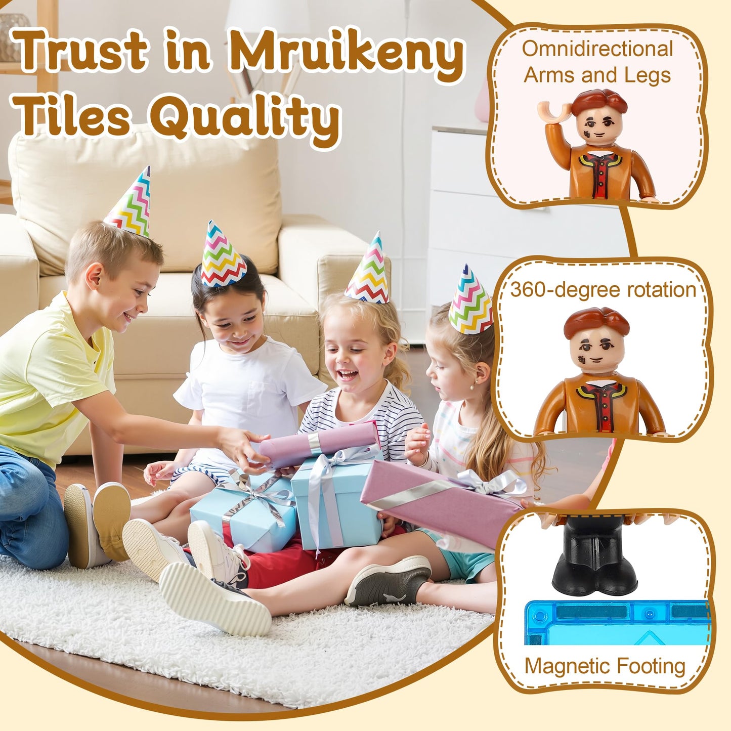 Mruikeny 15-Piece Magnetic Figures for Kids | STEM Magnetic Toys for Ages 3–7+