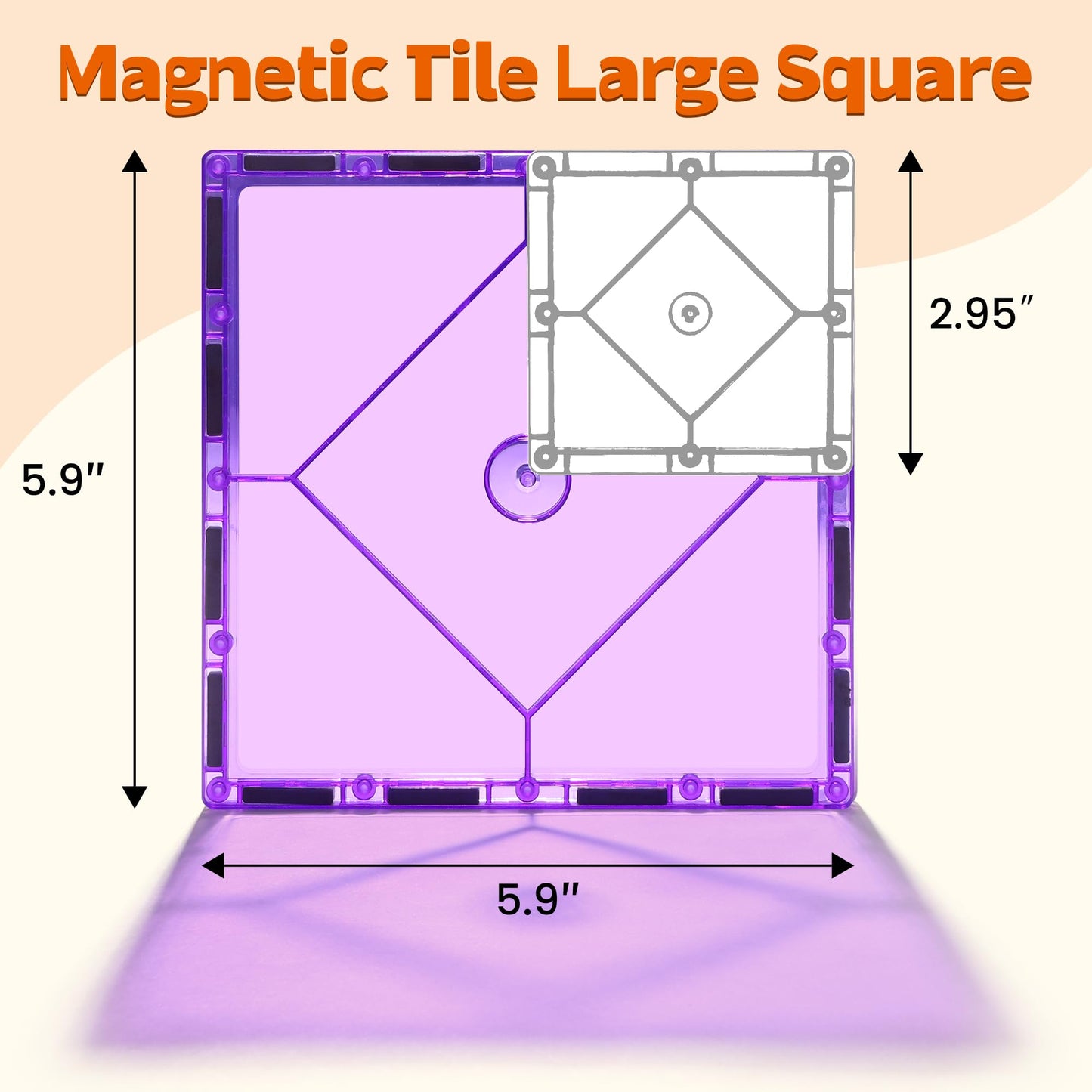 Mruikeny 8 Piece Large Square Magnetic Tiles – STEM Building Set for Kids 3-8