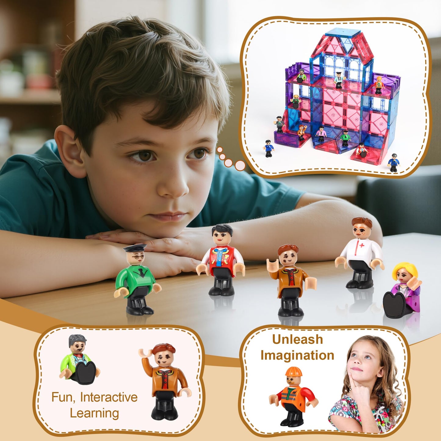 Mruikeny 15-Piece Magnetic Figures for Kids | STEM Magnetic Toys for Ages 3–7+