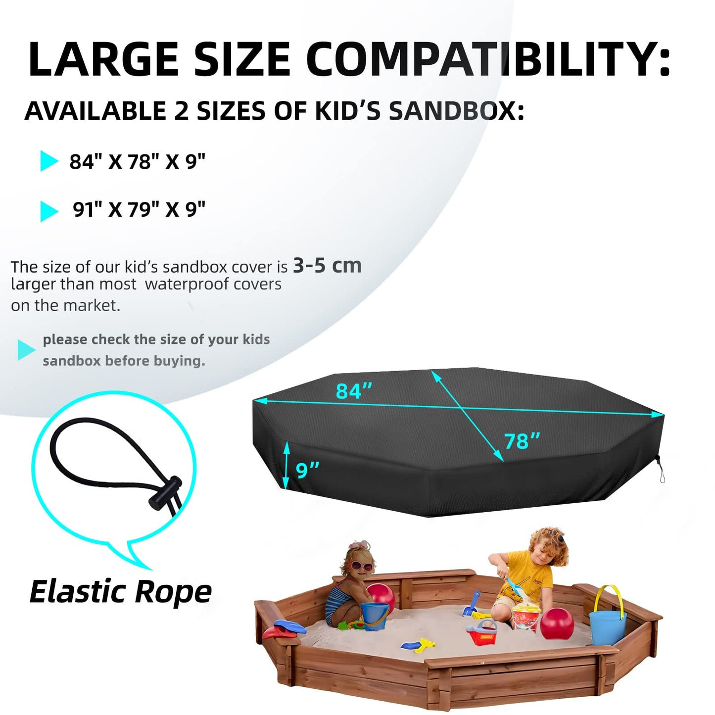 MRWiZMS Octagon Sandbox Cover – Waterproof 420D Oxford, Windproof & Dustproof (84 x 78 x 9 in)
