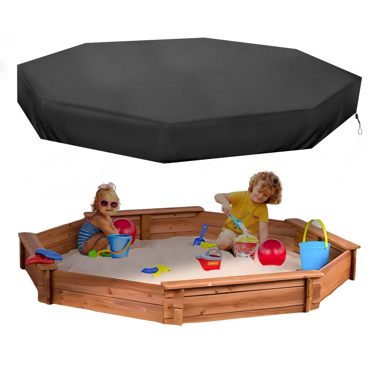 MRWiZMS Octagon Sandbox Cover – Waterproof 420D Oxford, Windproof & Dustproof (84 x 78 x 9 in)