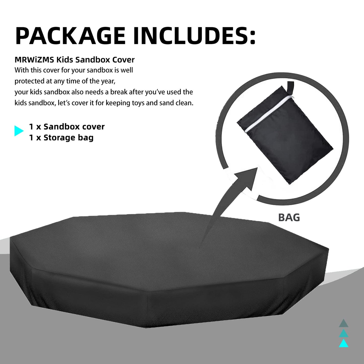 MRWiZMS Octagon Sandbox Cover – Waterproof 420D Oxford, Windproof & Dustproof (84 x 78 x 9 in)