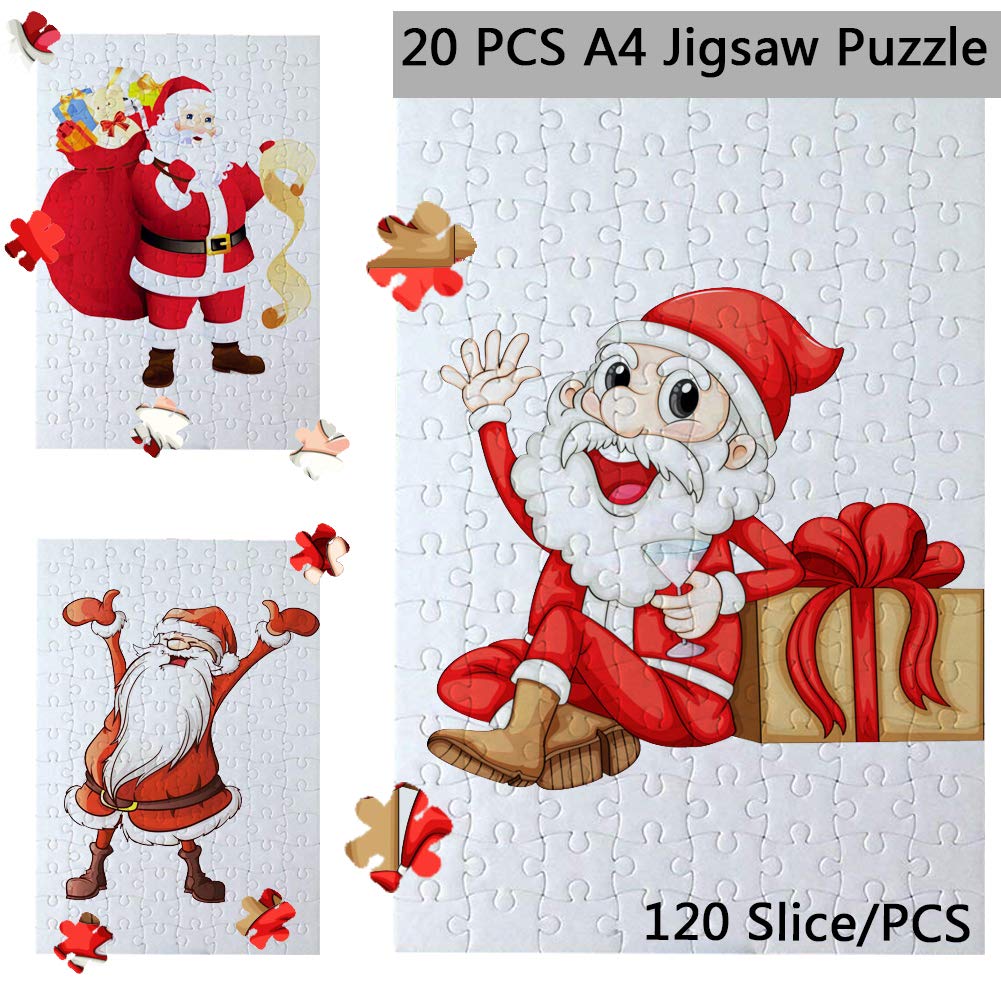 MS WGO 20 Sets Blank Sublimation A4 Jigsaw Puzzles – 120 Pieces Each Sheet