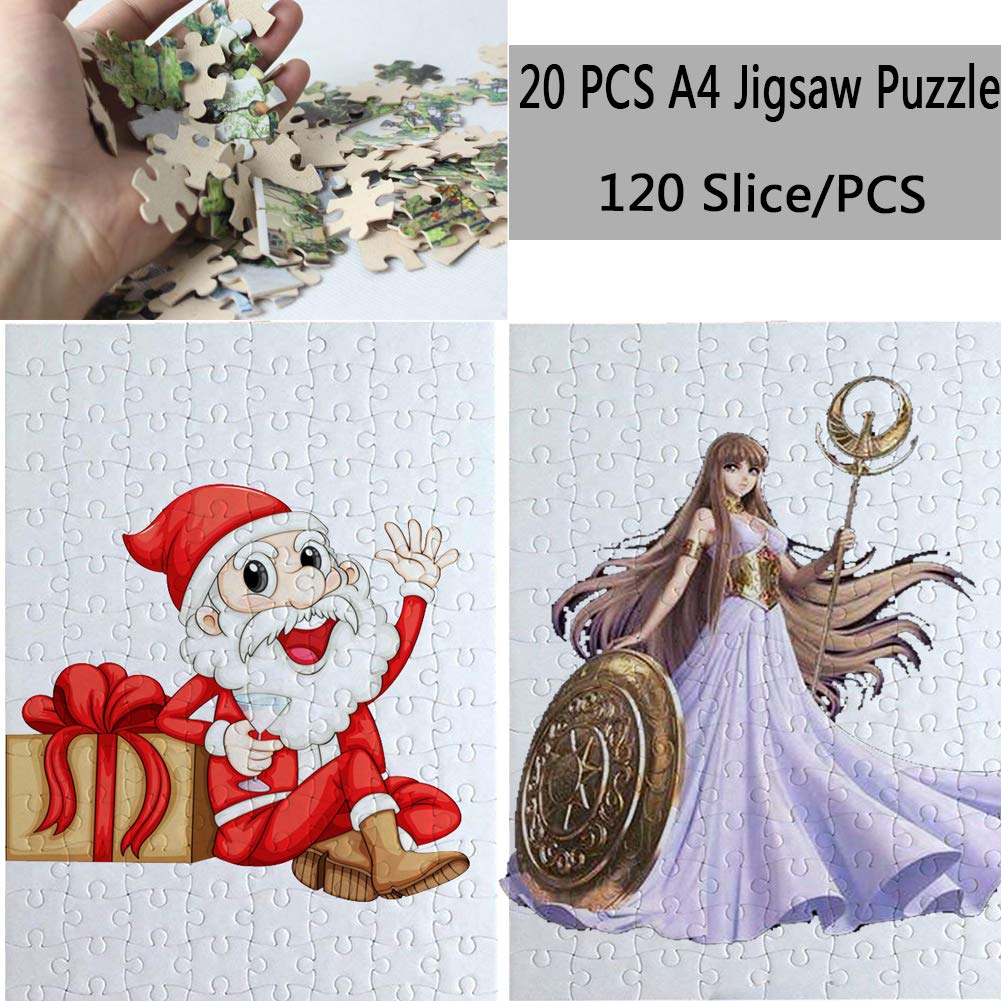 MS WGO 20 Sets Blank Sublimation A4 Jigsaw Puzzles – 120 Pieces Each Sheet