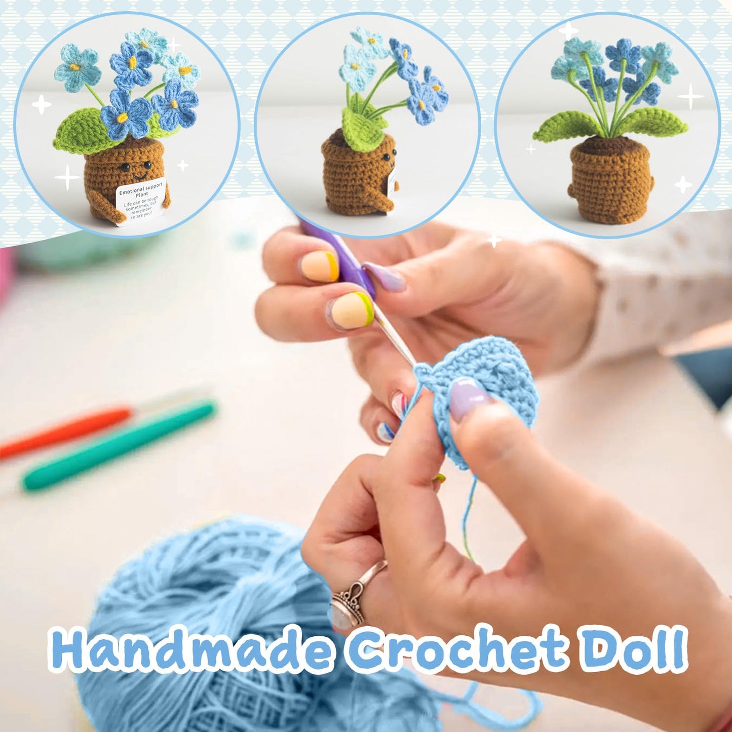 MS ZHENQIAO Handmade Positive Flower Crochet – Inspirational Gift for Women & Desk Decor