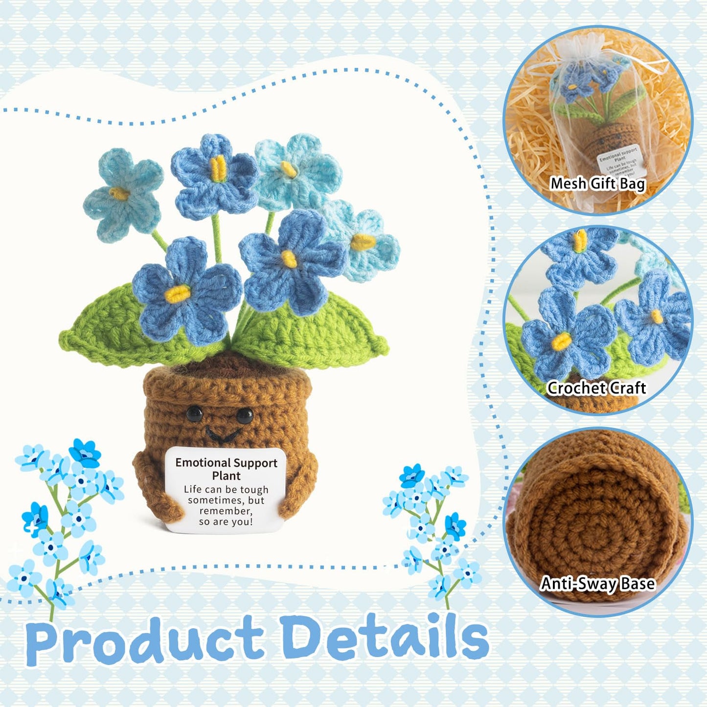 MS ZHENQIAO Handmade Positive Flower Crochet – Inspirational Gift for Women & Desk Decor