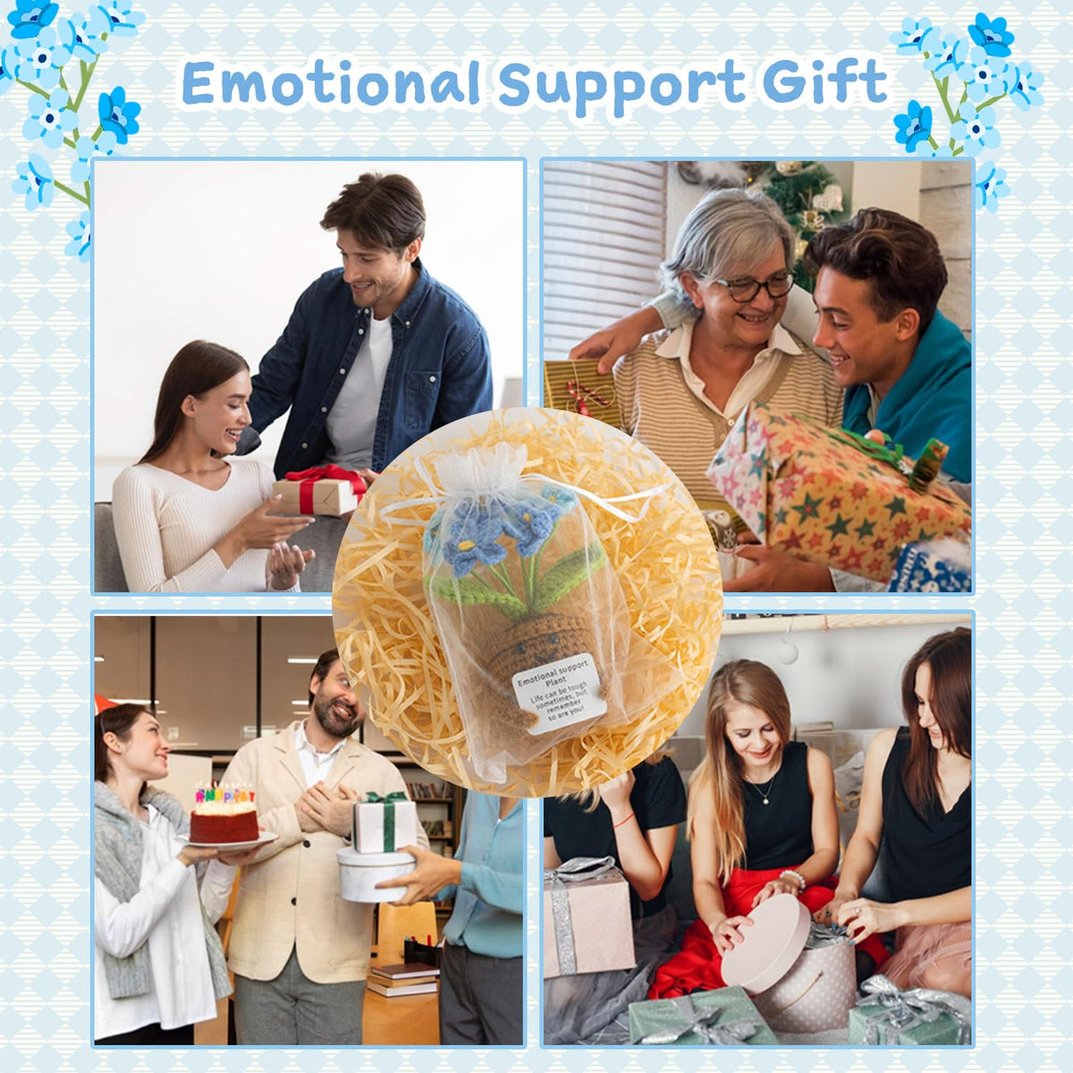 MS ZHENQIAO Handmade Positive Flower Crochet – Inspirational Gift for Women & Desk Decor