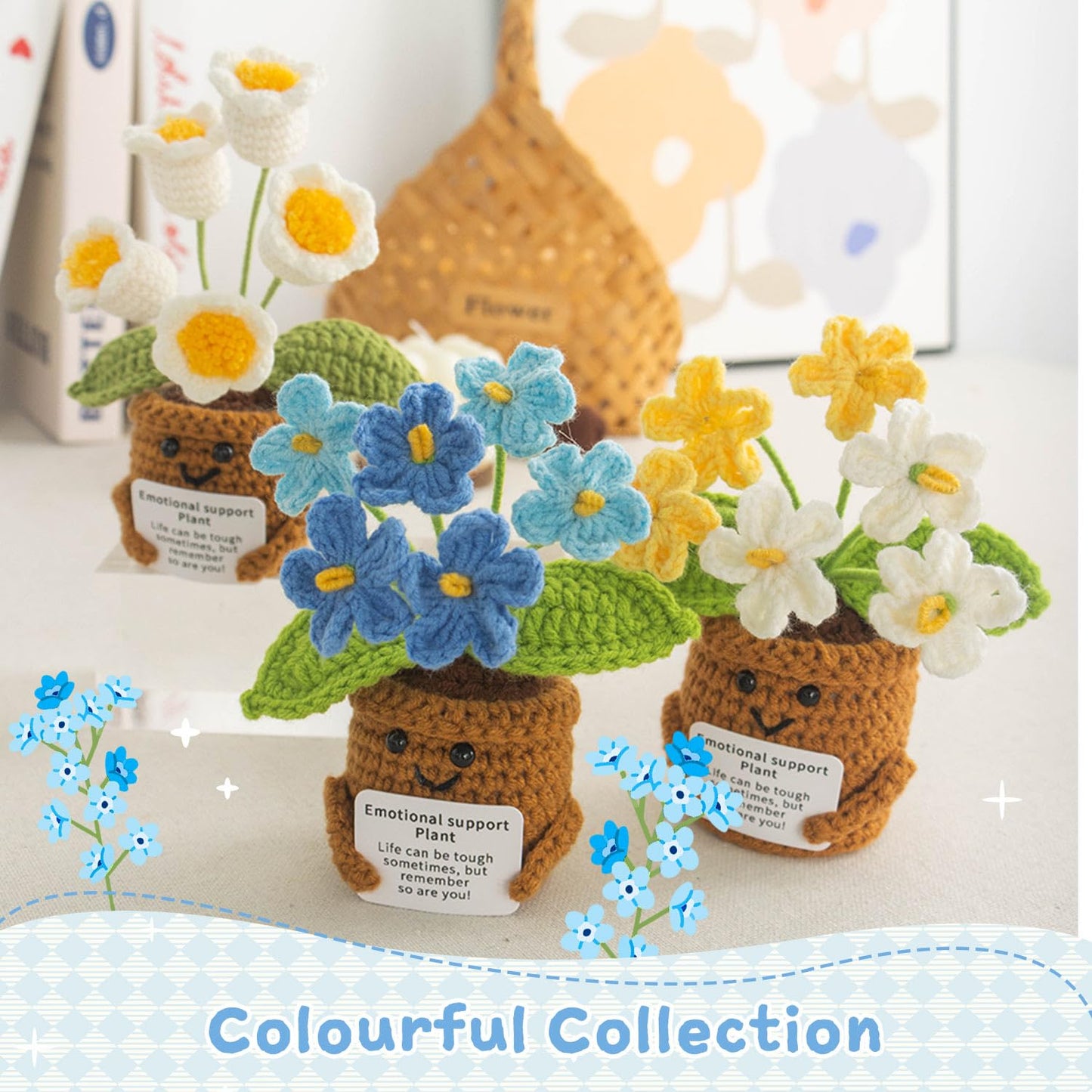 MS ZHENQIAO Handmade Positive Flower Crochet – Inspirational Gift for Women & Desk Decor