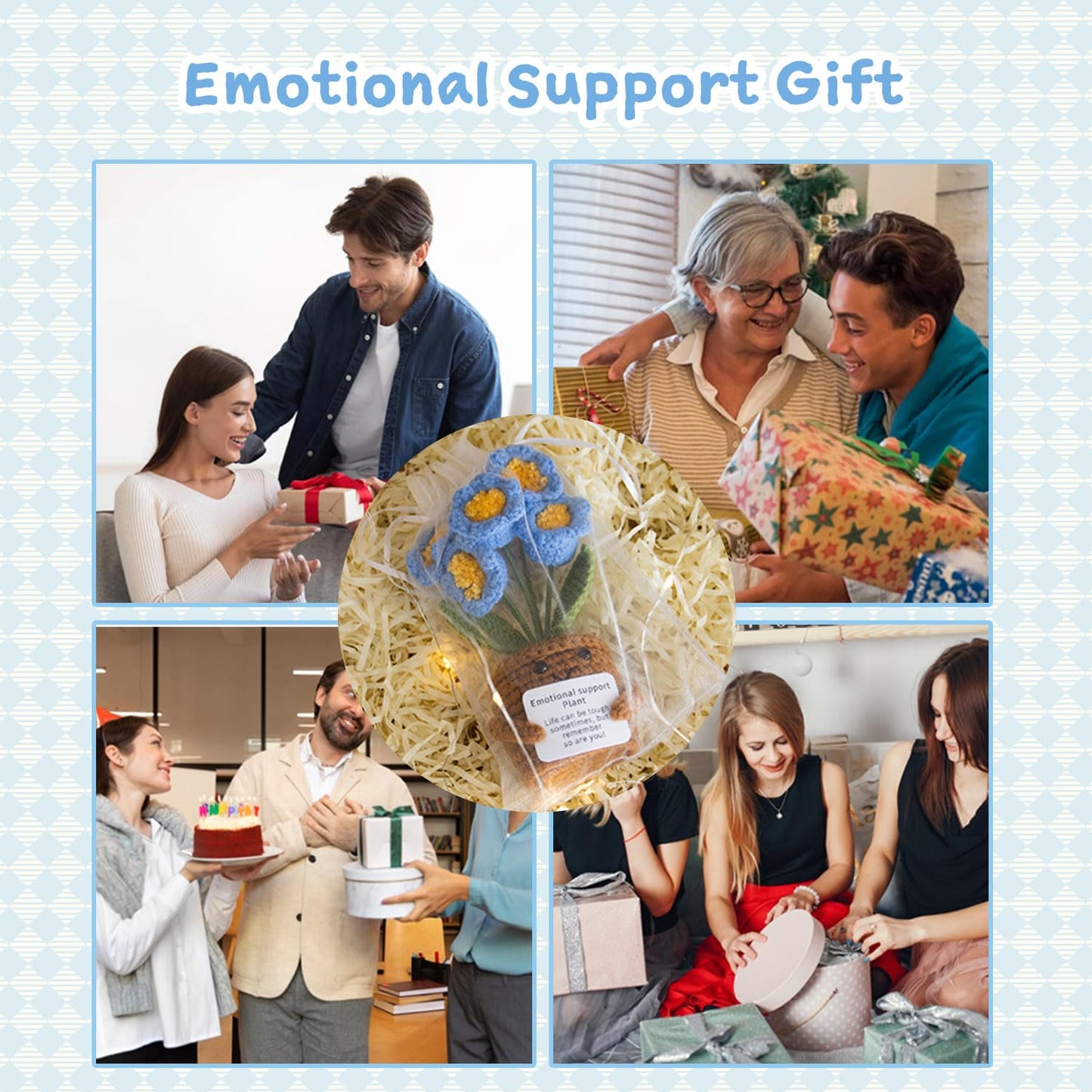 MS ZHENQIAO Handmade Positive Flower Crochet – Inspirational Gift & Knitted Desk Decor