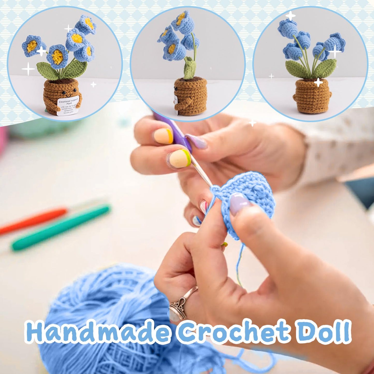 MS ZHENQIAO Handmade Positive Flower Crochet – Inspirational Gift & Knitted Desk Decor