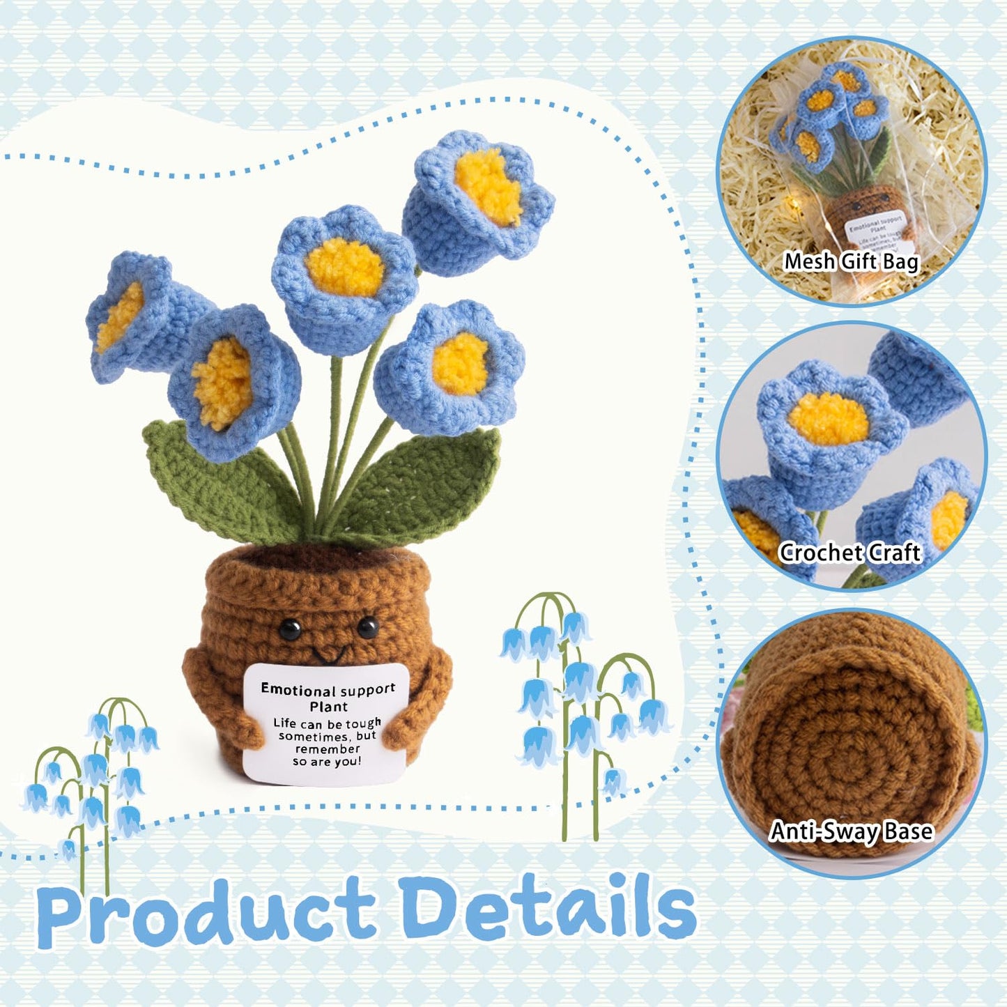 MS ZHENQIAO Handmade Positive Flower Crochet – Inspirational Gift & Knitted Desk Decor