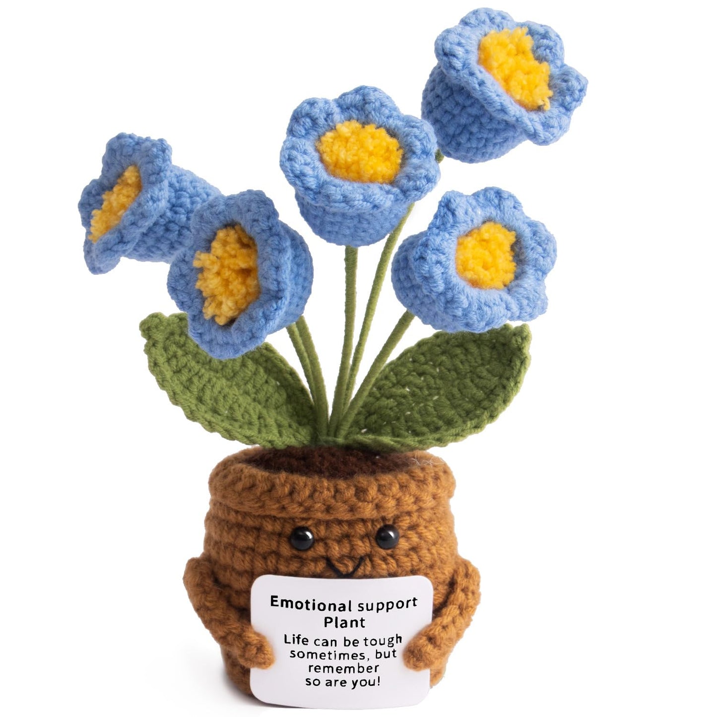 MS ZHENQIAO Handmade Positive Flower Crochet – Inspirational Gift & Knitted Desk Decor