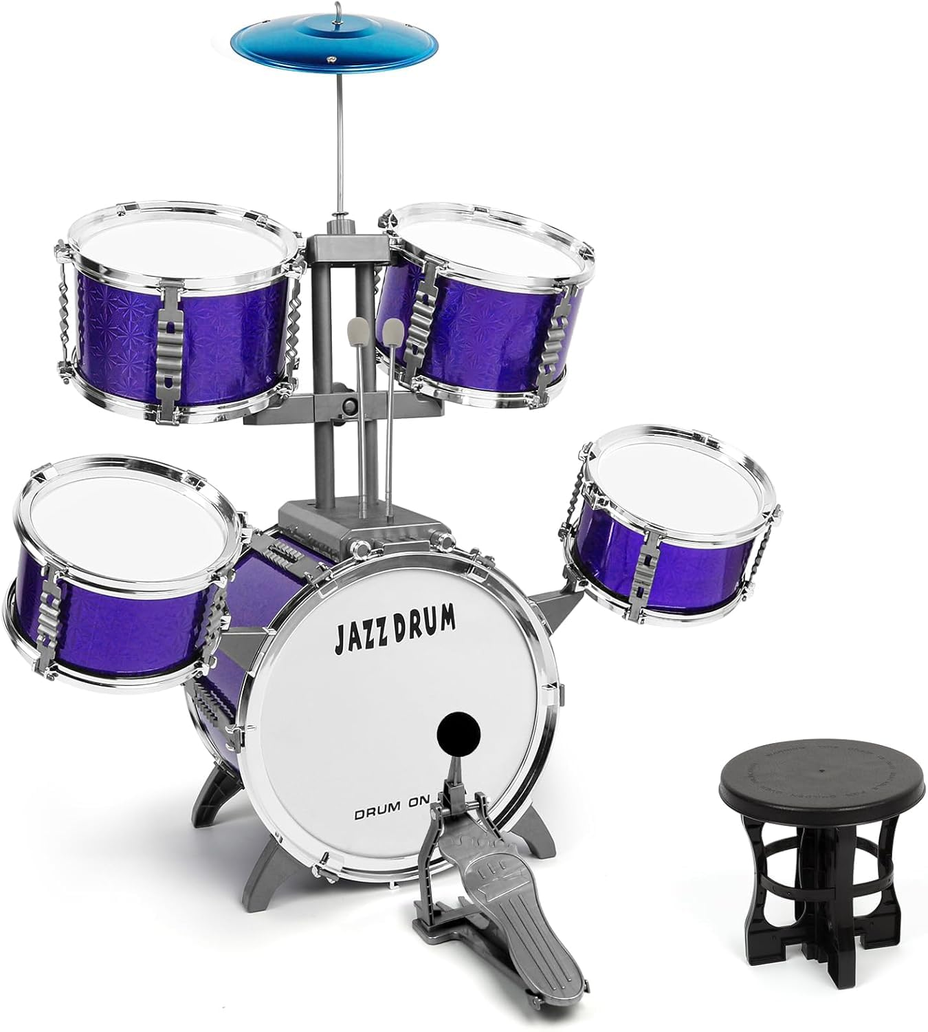 M SANMERSEN Kids Jazz Drum Set – Beginner 5-Piece Drum Kit for Ages 3-8 | Educational Toy Gift