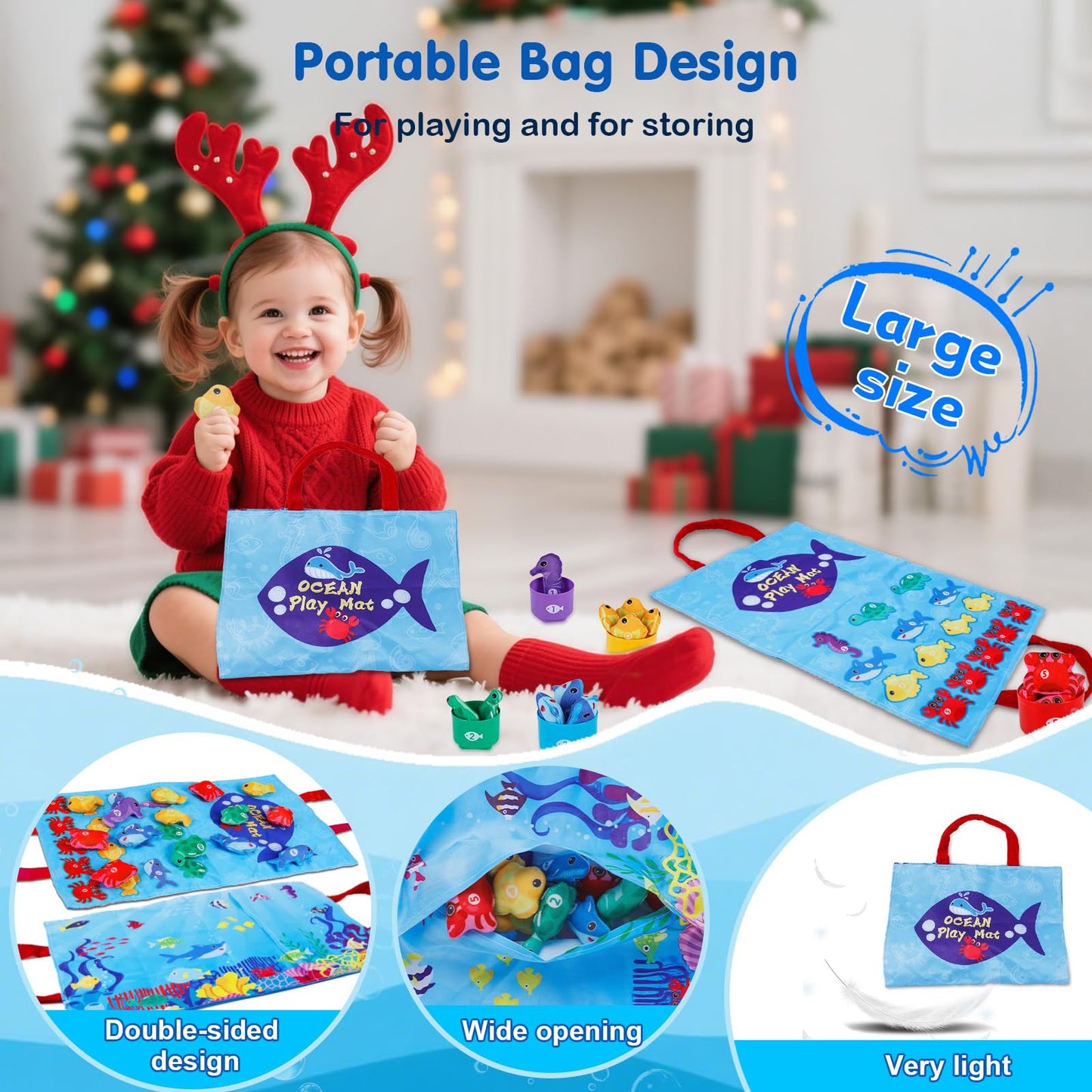 M SANMERSEN Montessori Ocean Fishing Game – Toddler Learning Toy for 12–18 Months
