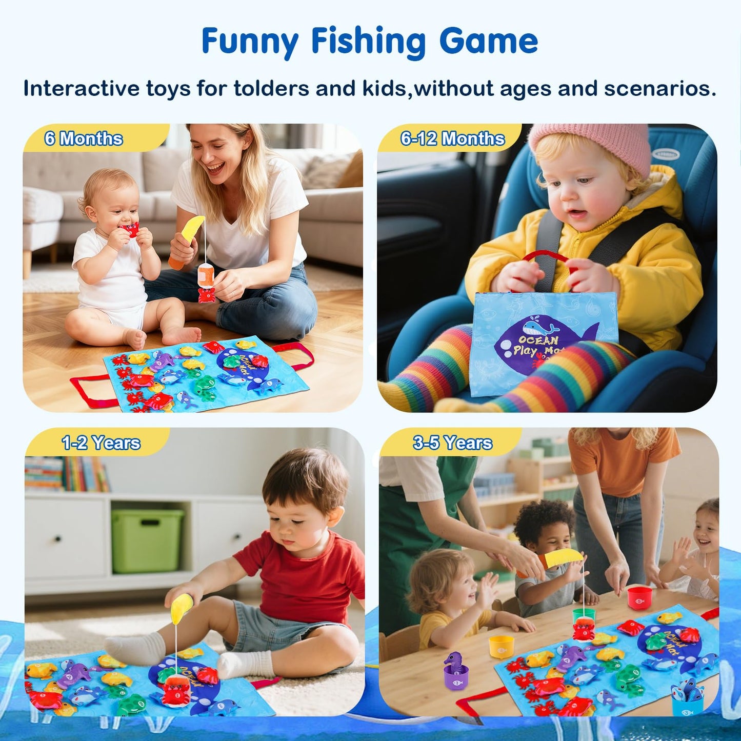M SANMERSEN Montessori Ocean Fishing Game – Toddler Learning Toy for 12–18 Months