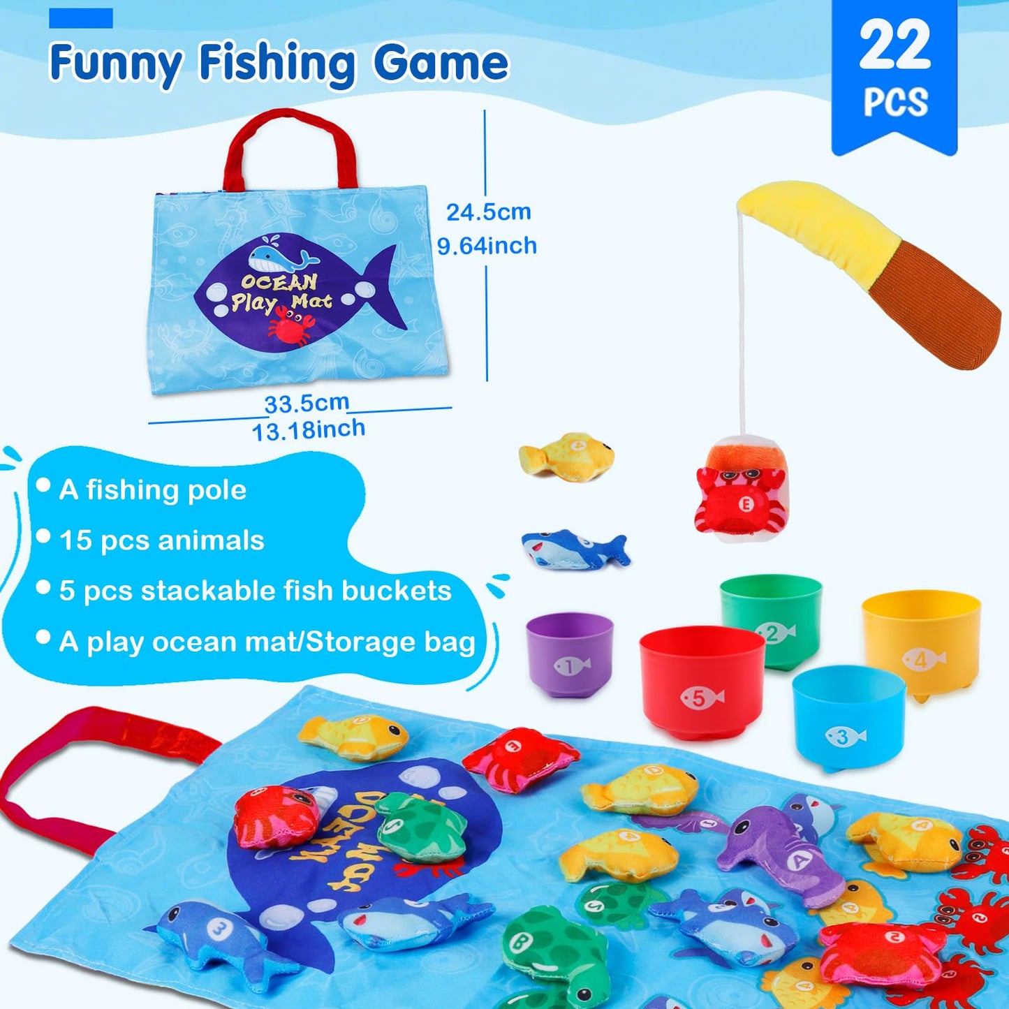 M SANMERSEN Montessori Ocean Fishing Game – Toddler Learning Toy for 12–18 Months