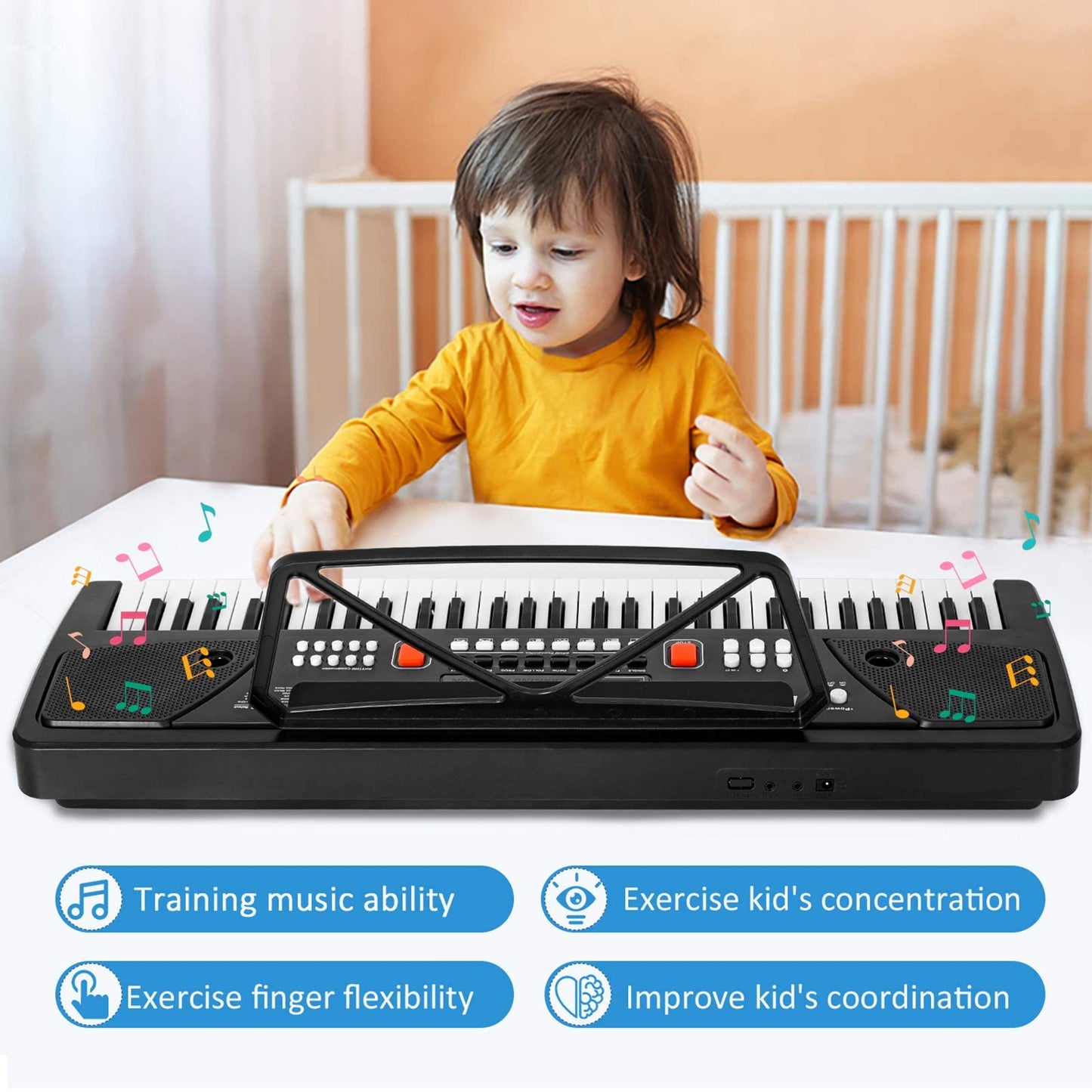 M SANMERSEN Piano for Kids with Microphone - 61 Keys Beginner Keyboard