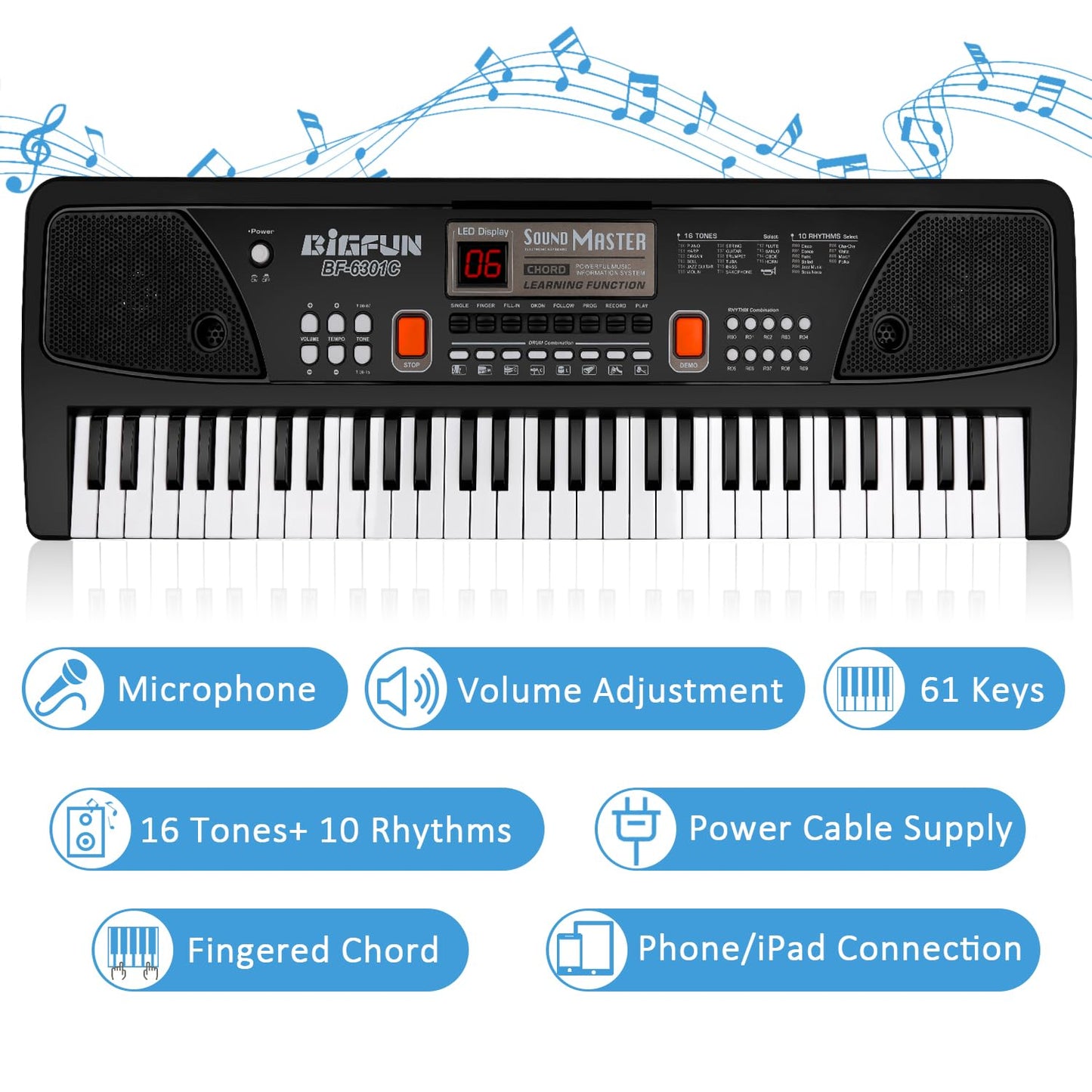 M SANMERSEN Piano for Kids with Microphone - 61 Keys Beginner Keyboard