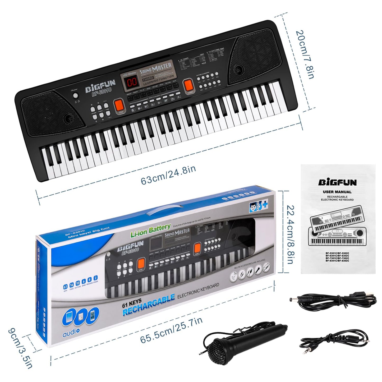 M SANMERSEN Piano for Kids with Microphone - 61 Keys Beginner Keyboard