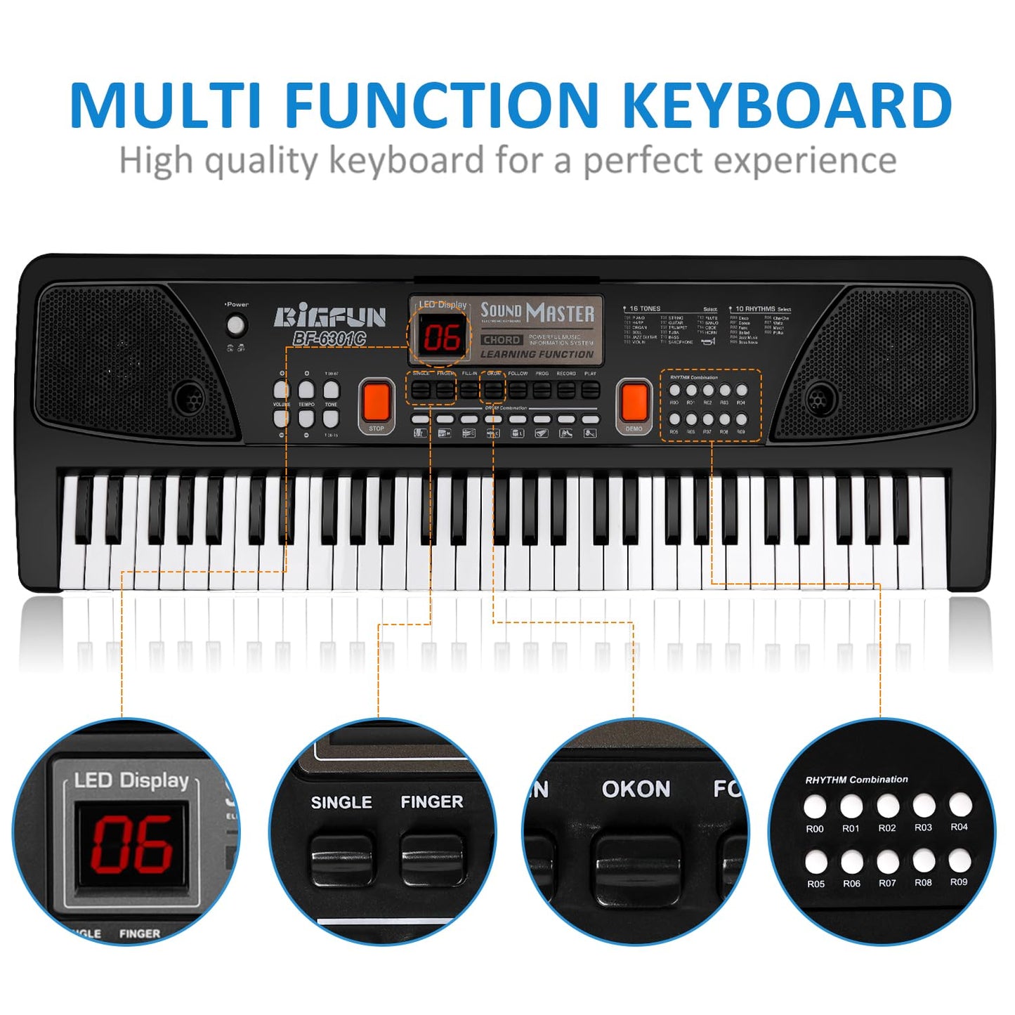 M SANMERSEN Piano for Kids with Microphone - 61 Keys Beginner Keyboard