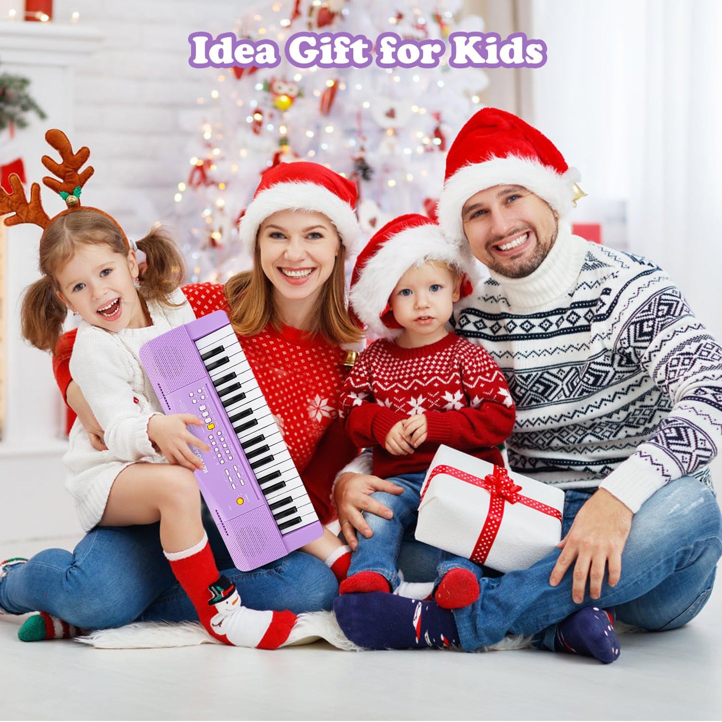 M SANMERSEN Toy Piano for Kids – Purple 37-Key Keyboard with Microphone