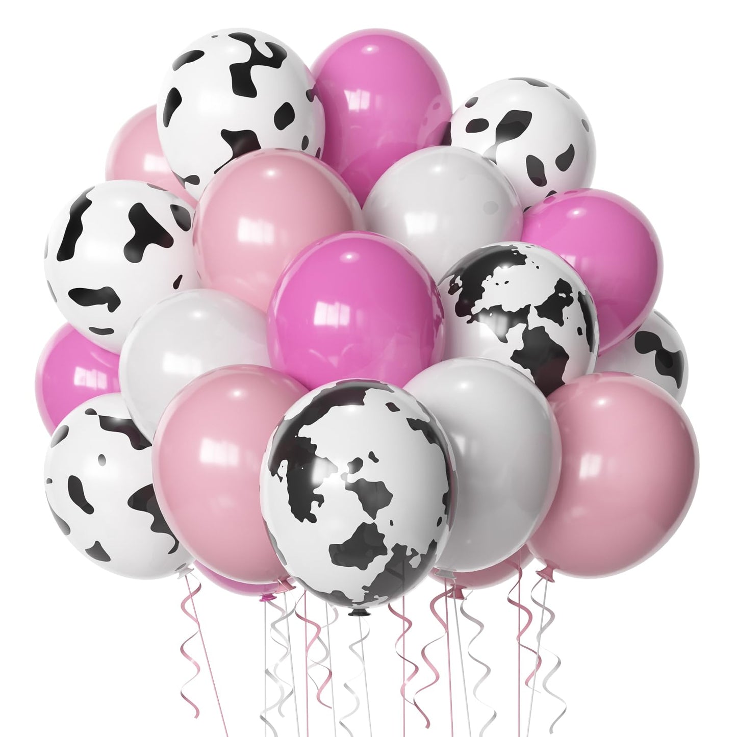 Msiveavz Cow Print Balloons Set – 60pcs Pink Latex, 12in for Birthday & Farm Party Decor