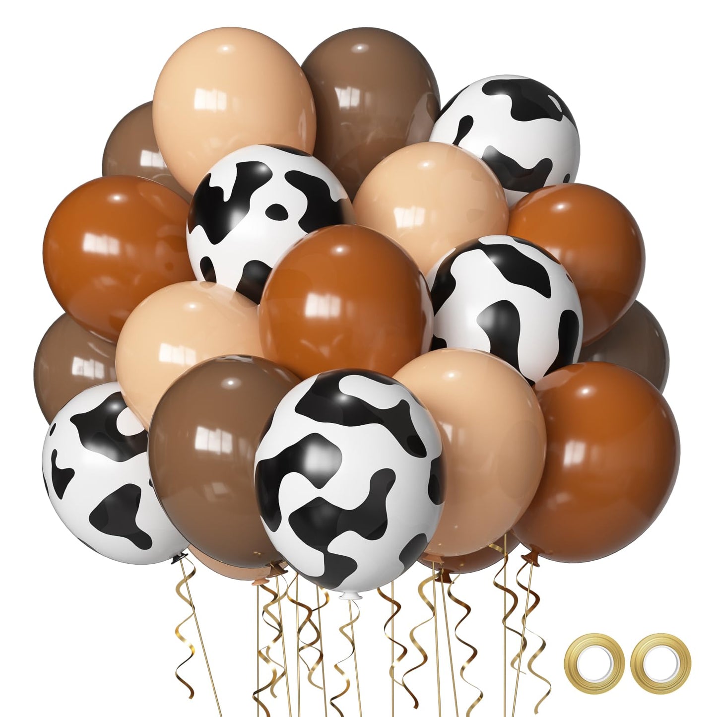 Msiveavz Cow Print Balloons Set – 60pcs Brown Latex Balloons for Adult Western Farm Parties