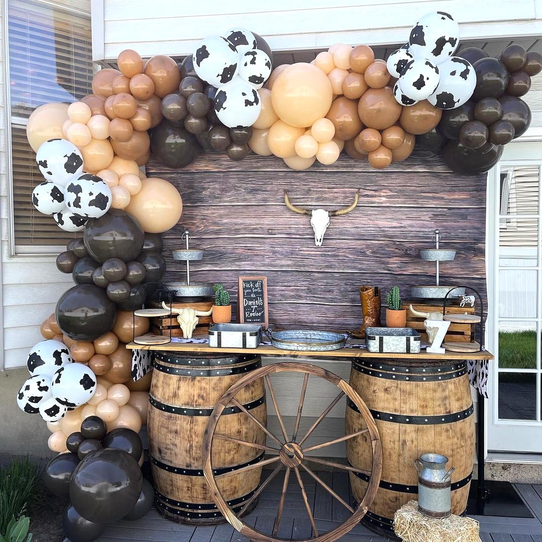 Msiveavz Cow Print Balloons Set – 60pcs Brown Latex Balloons for Adult Western Farm Parties
