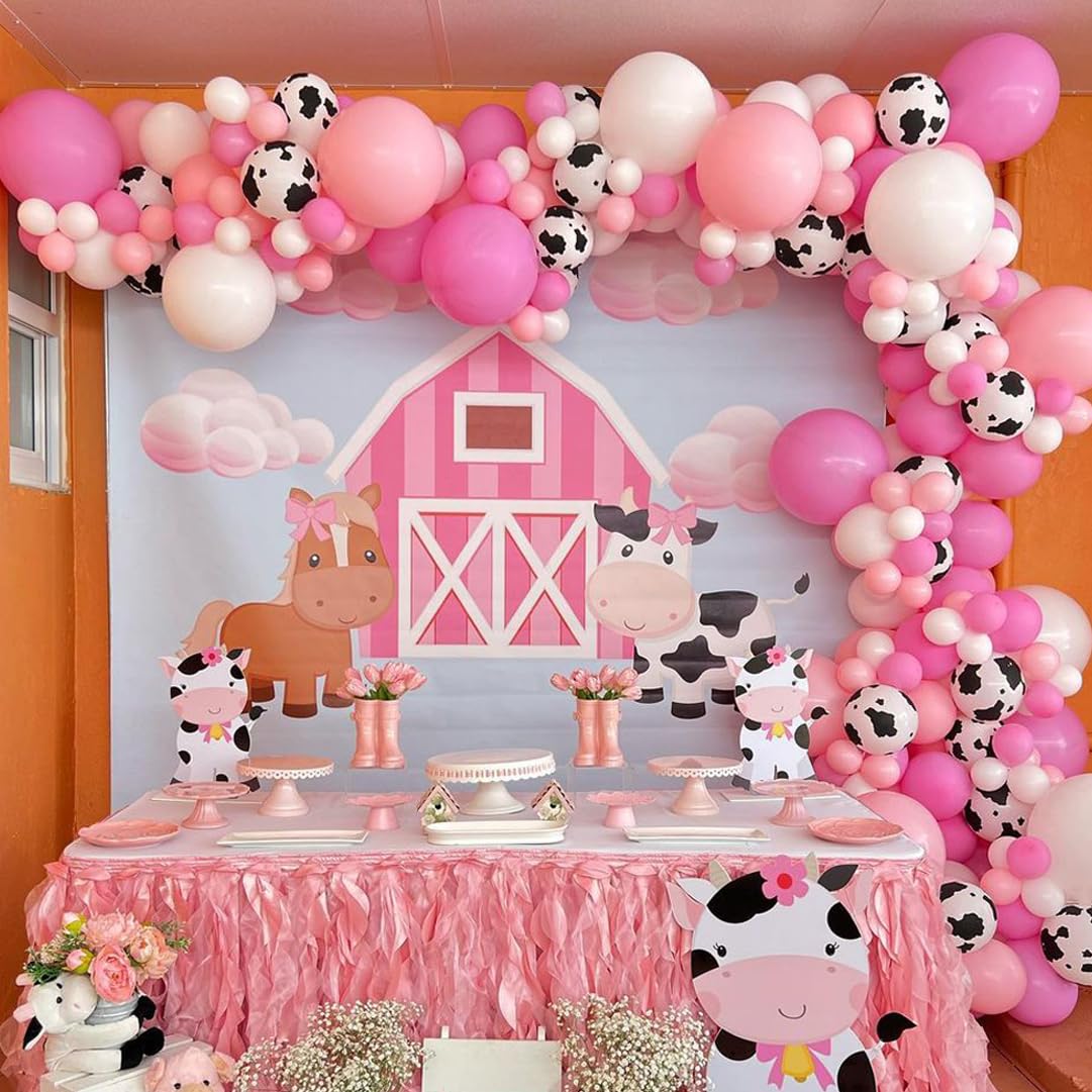 Msiveavz Cow Print Balloons Set – 60pcs Pink Latex, 12in for Birthday & Farm Party Decor