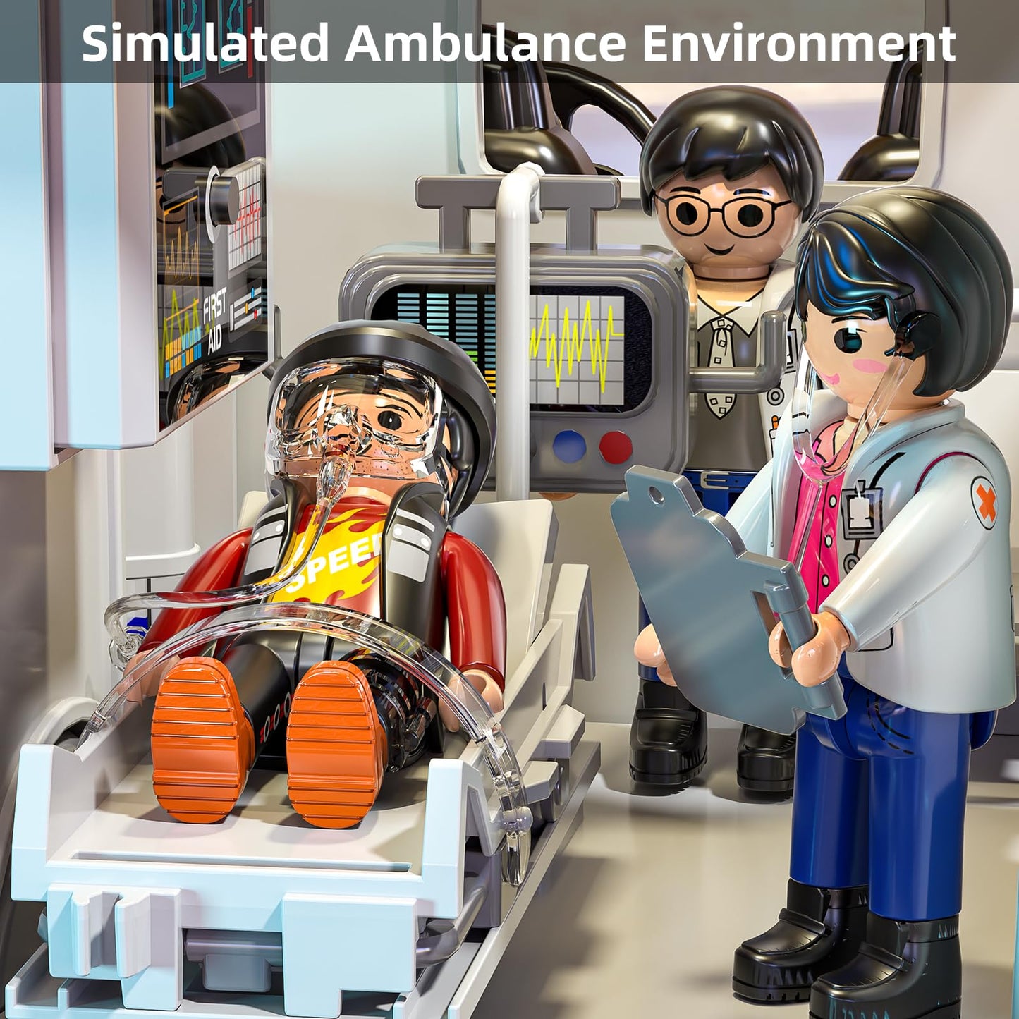 MSKOLER Play Ambulance Toy – Friction-Powered Carrier Truck with Light & Sound for Ages 3–12
