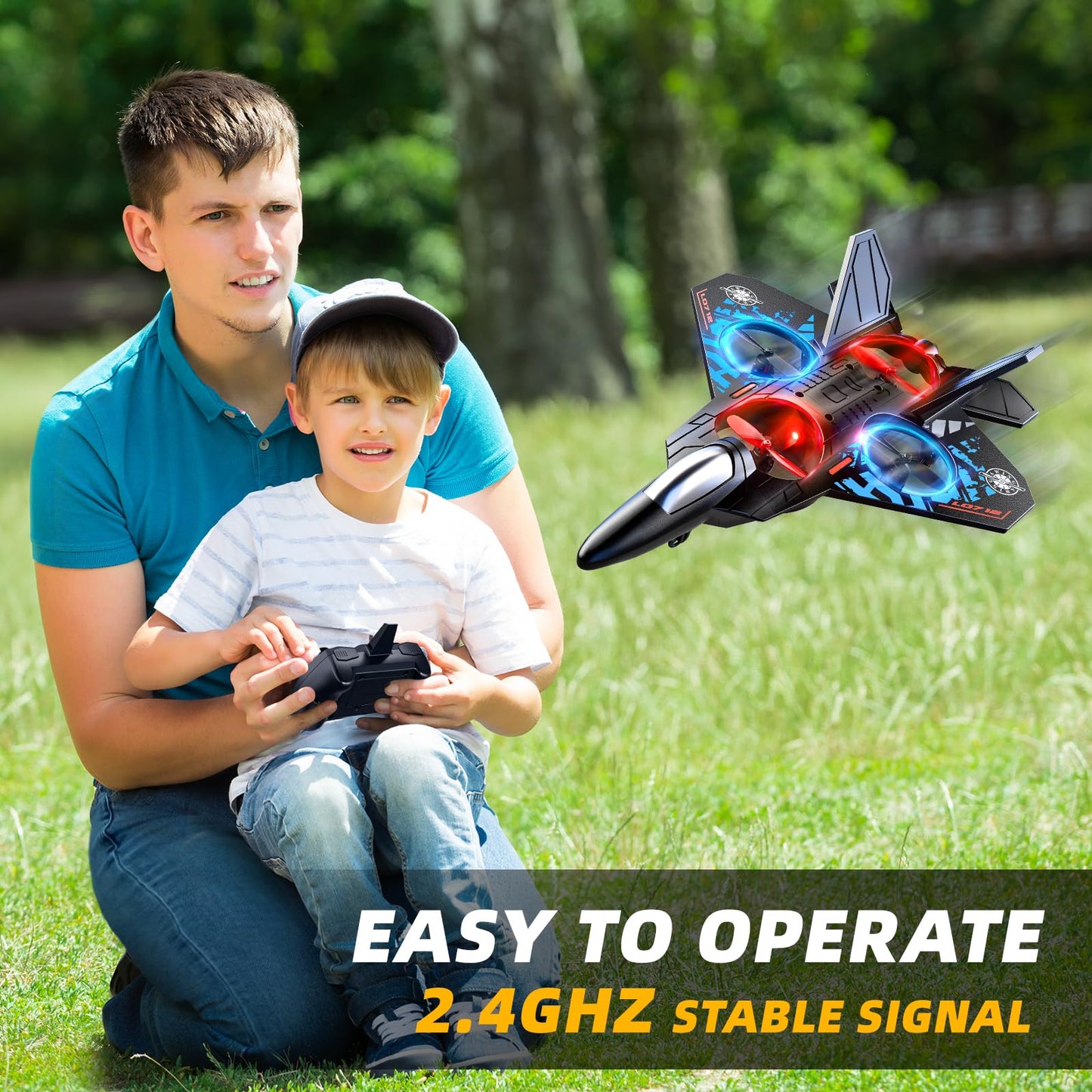MSKOLER Foam RC Airplane for Kids 8-16 | 360° Flips, LED Lights, 80m Range
